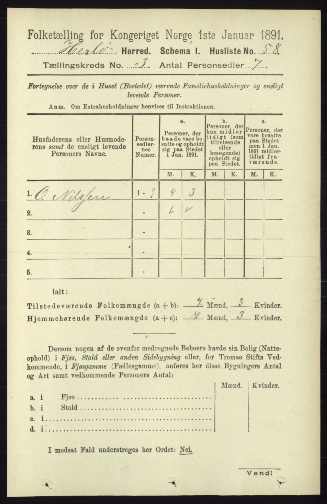 RA, 1891 census for 1258 Herdla, 1891, p. 1076