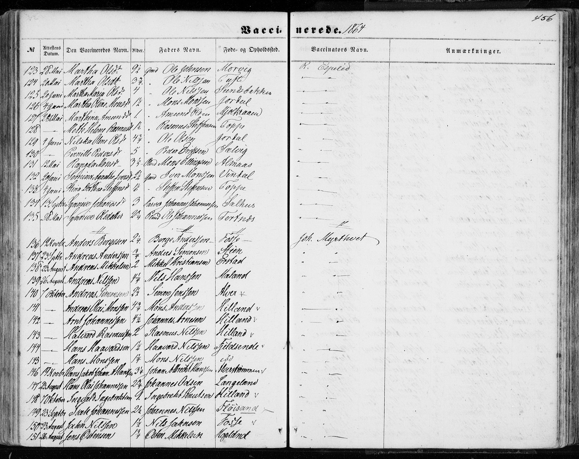 Hamre sokneprestembete, SAB/A-75501/H/Ha/Haa/Haaa/L0014: Parish register (official) no. A 14, 1858-1872, p. 456