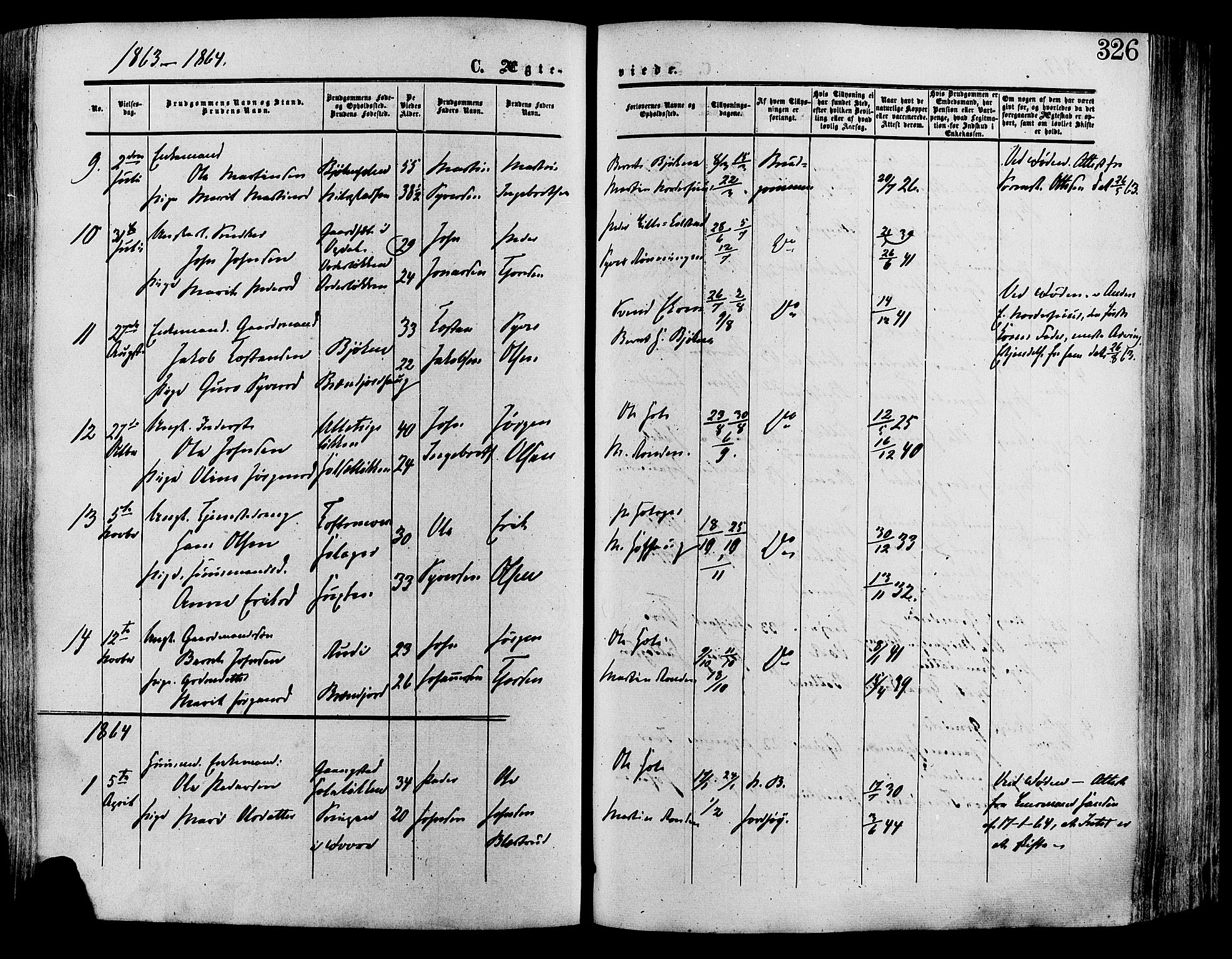 Lesja prestekontor, SAH/PREST-068/H/Ha/Haa/L0008: Parish register (official) no. 8, 1854-1880, p. 326