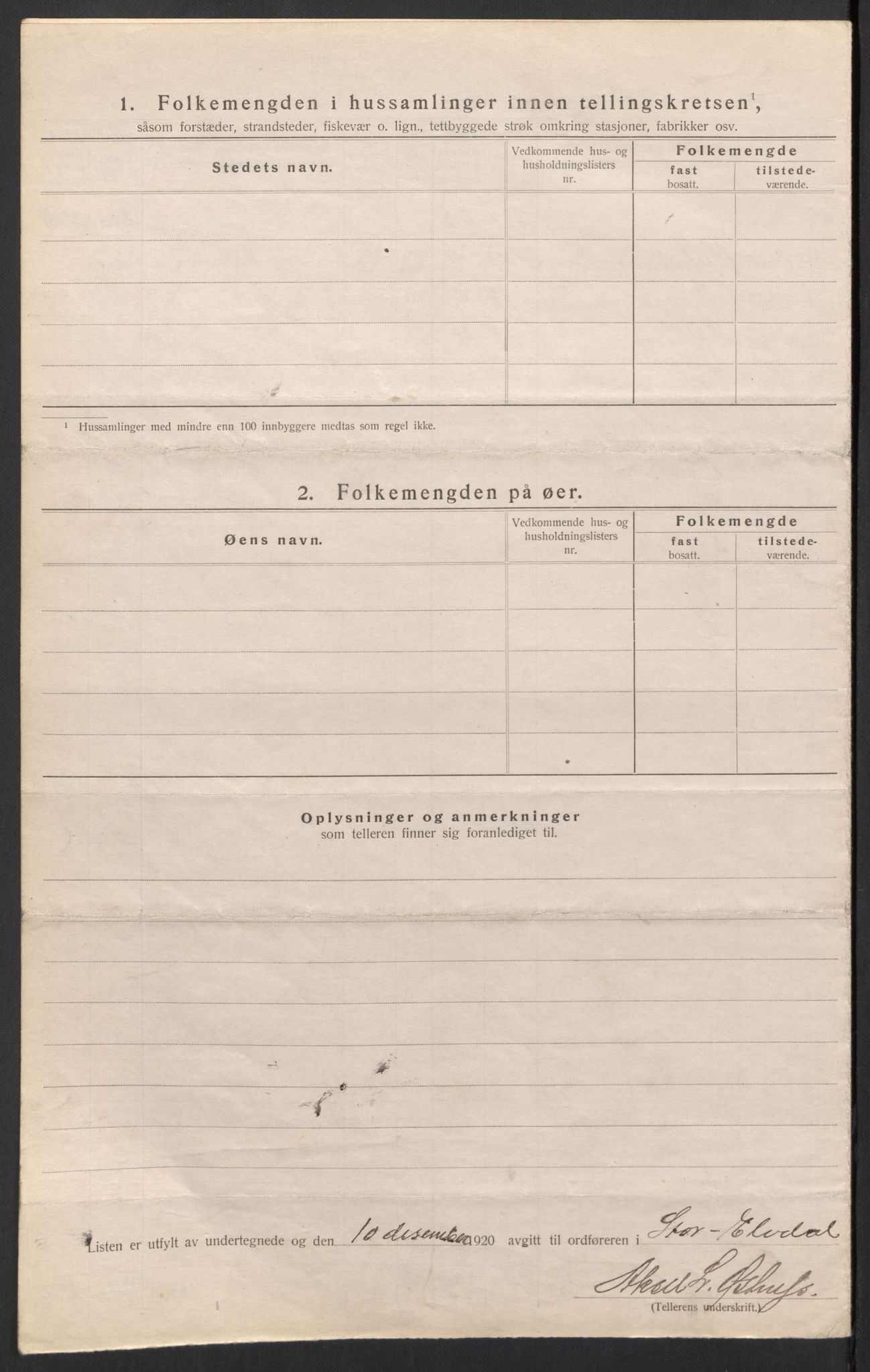 SAH, 1920 census for Stor-Elvdal, 1920, p. 8