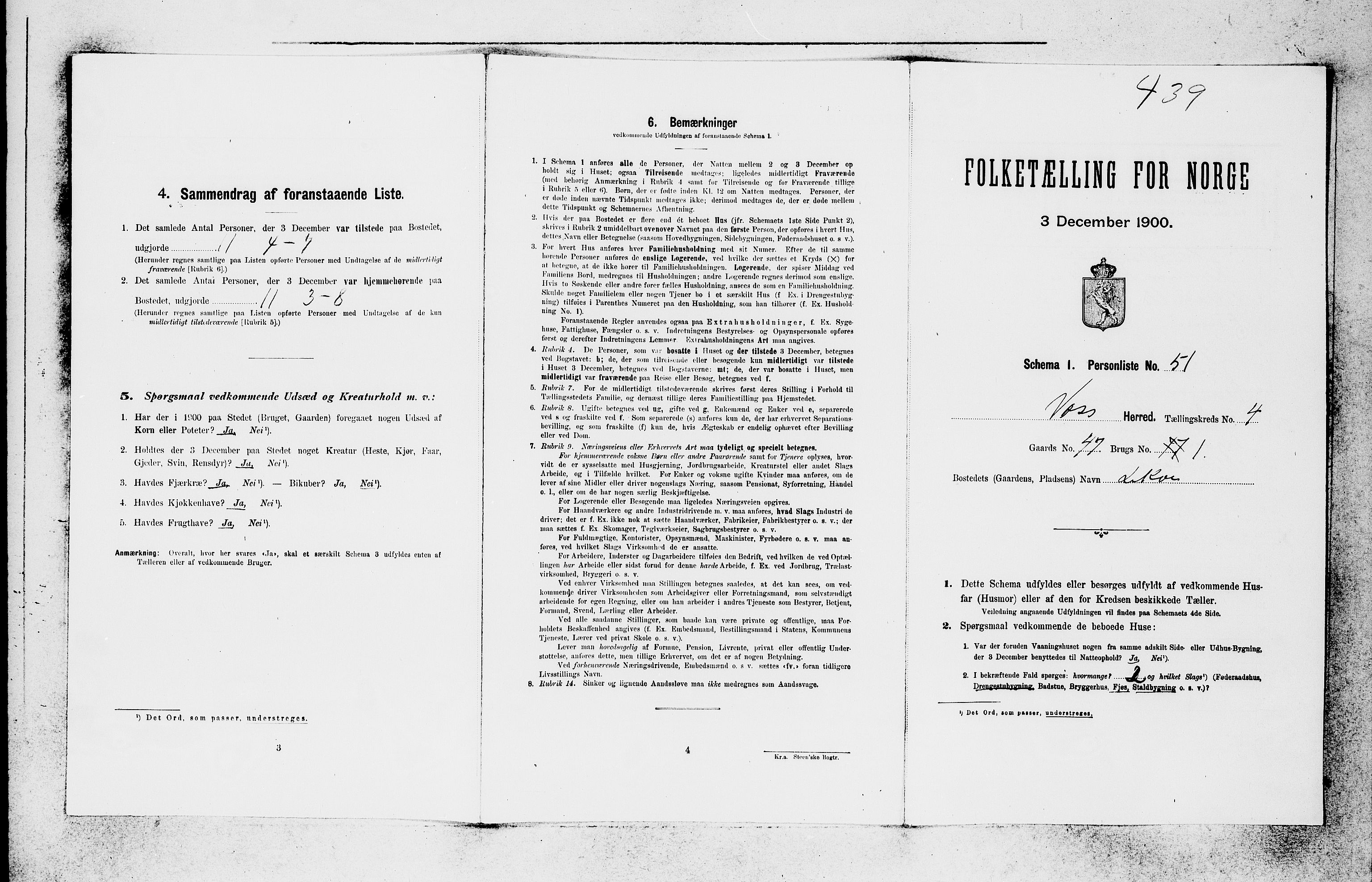 SAB, 1900 census for Voss, 1900, p. 607