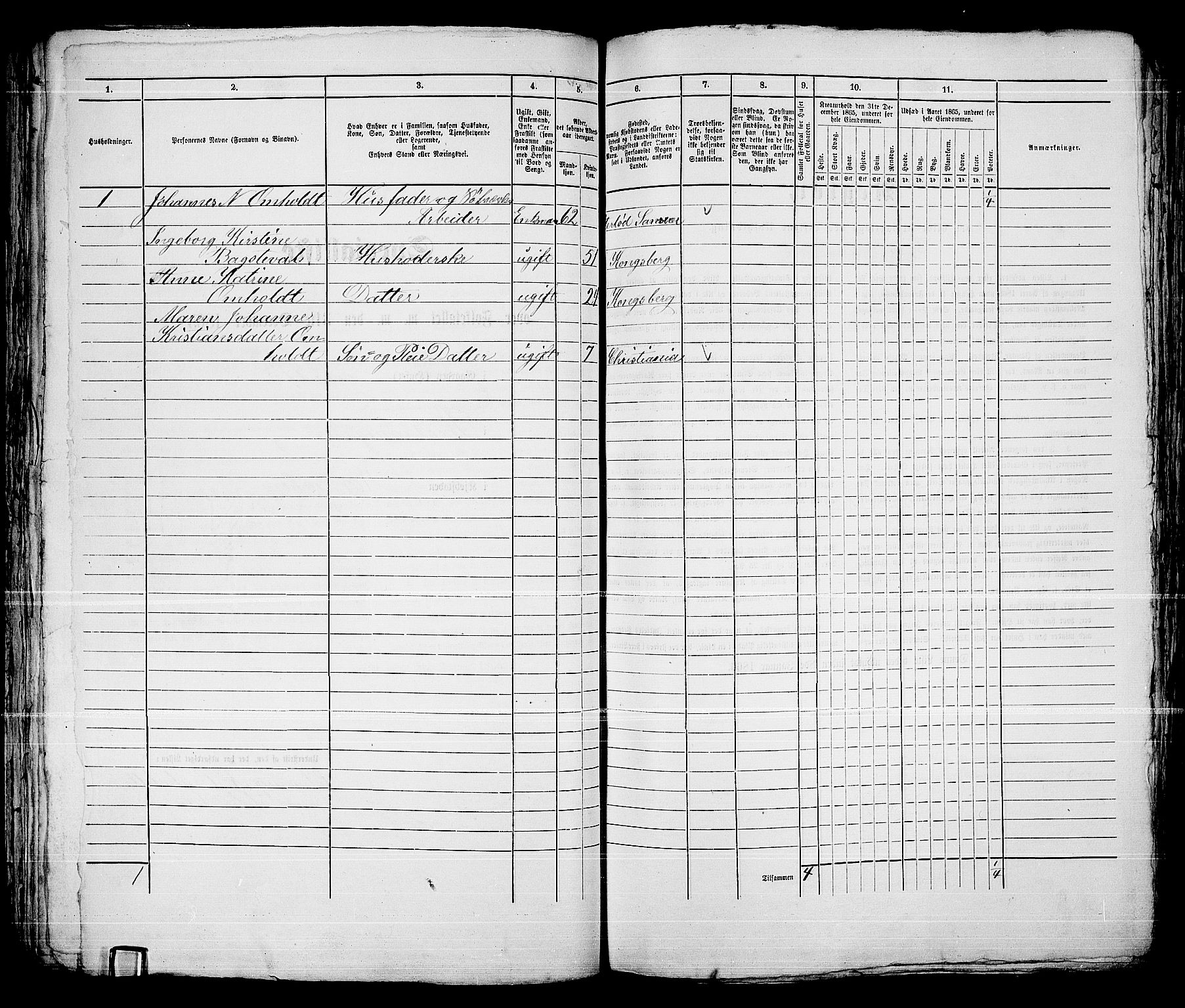 RA, 1865 census for Kongsberg/Kongsberg, 1865, p. 1135