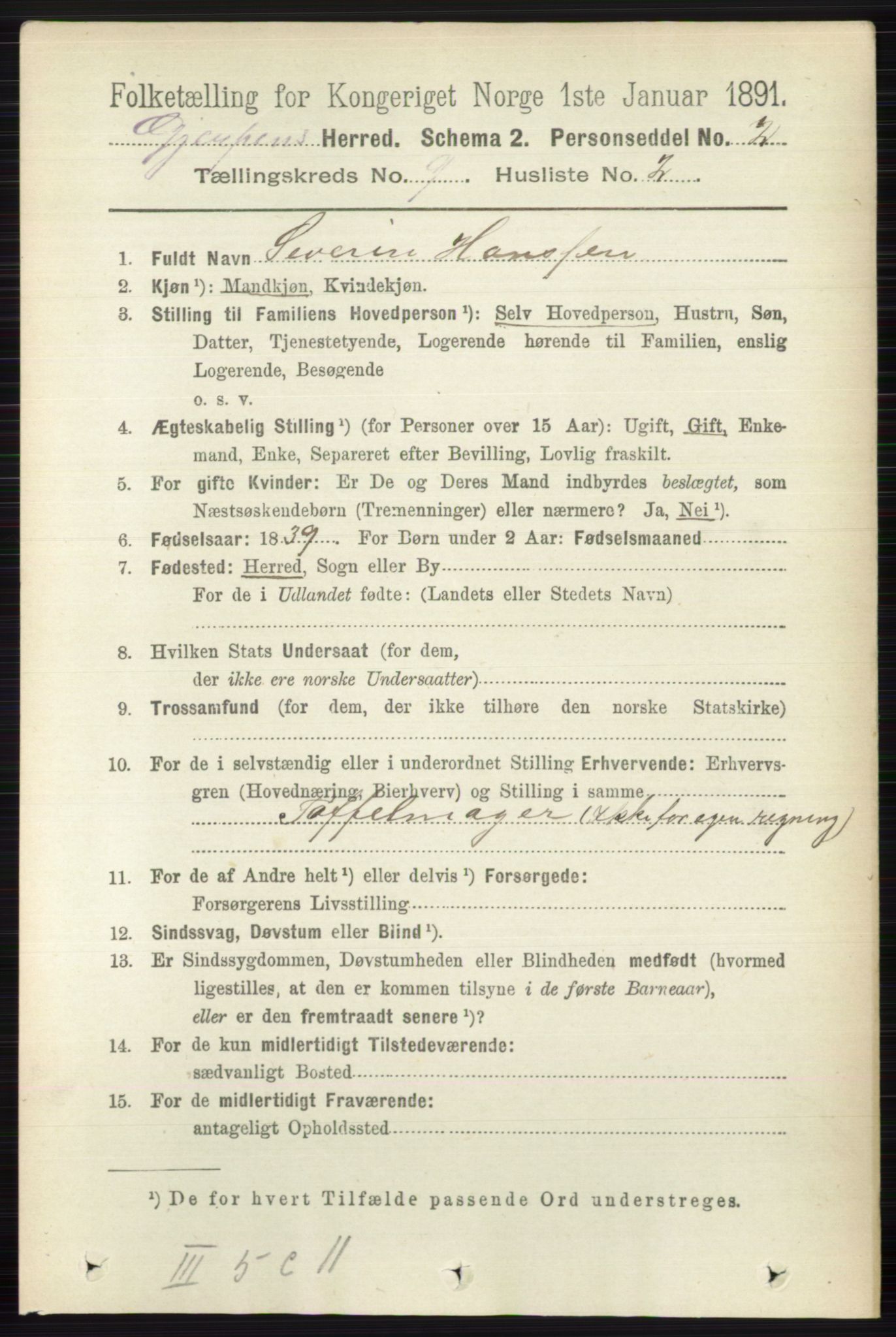 RA, 1891 census for 0812 Gjerpen, 1891, p. 4984