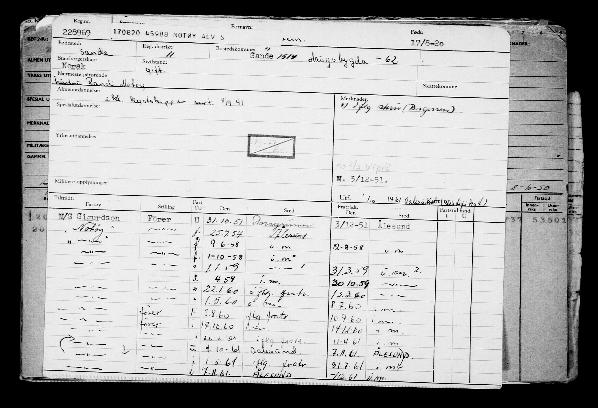 Direktoratet for sjømenn, AV/RA-S-3545/G/Gb/L0184: Hovedkort, 1920, p. 392