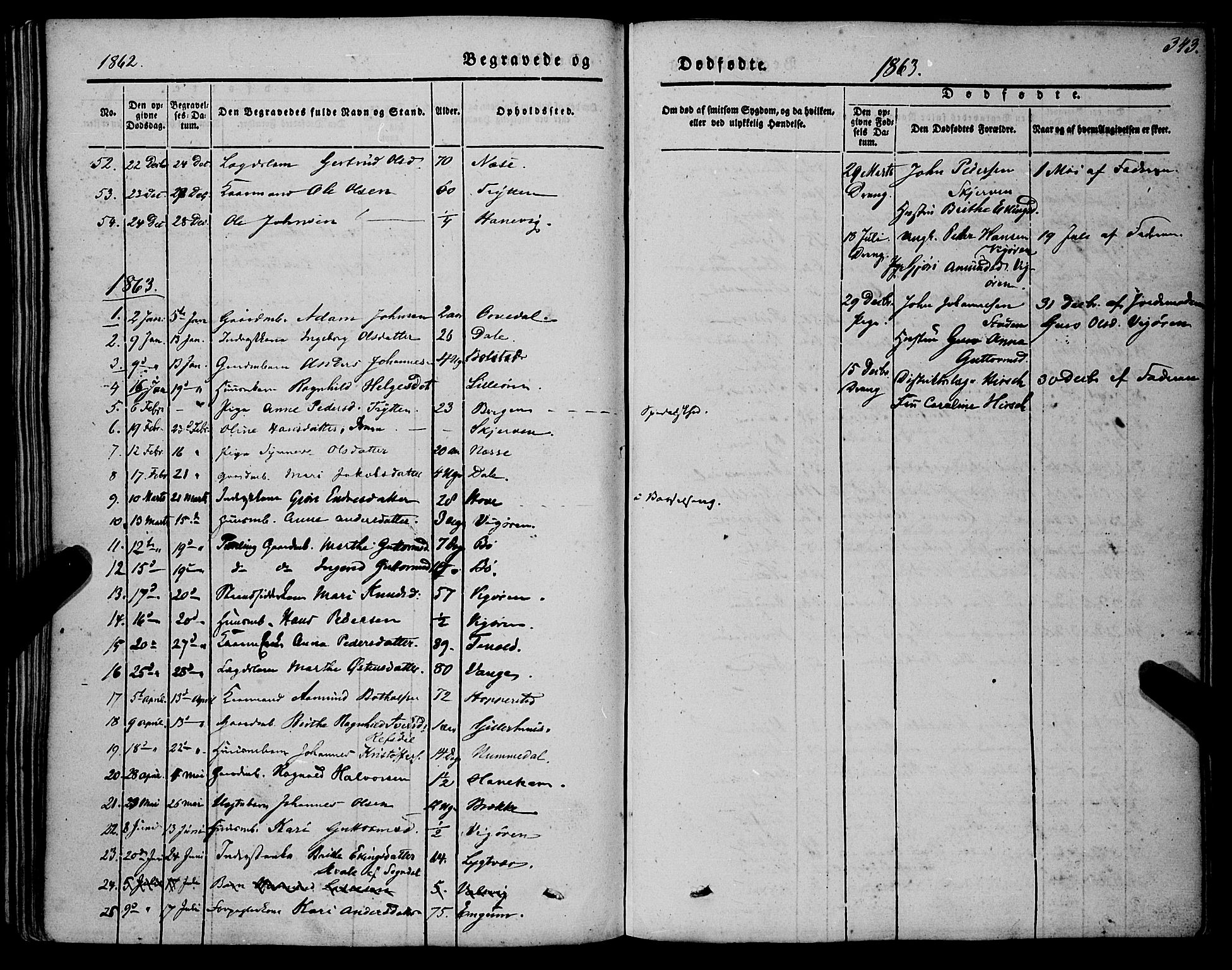 Vik sokneprestembete, AV/SAB-A-81501/H/Haa/Haaa/L0008: Parish register (official) no. A 8, 1846-1865, p. 343