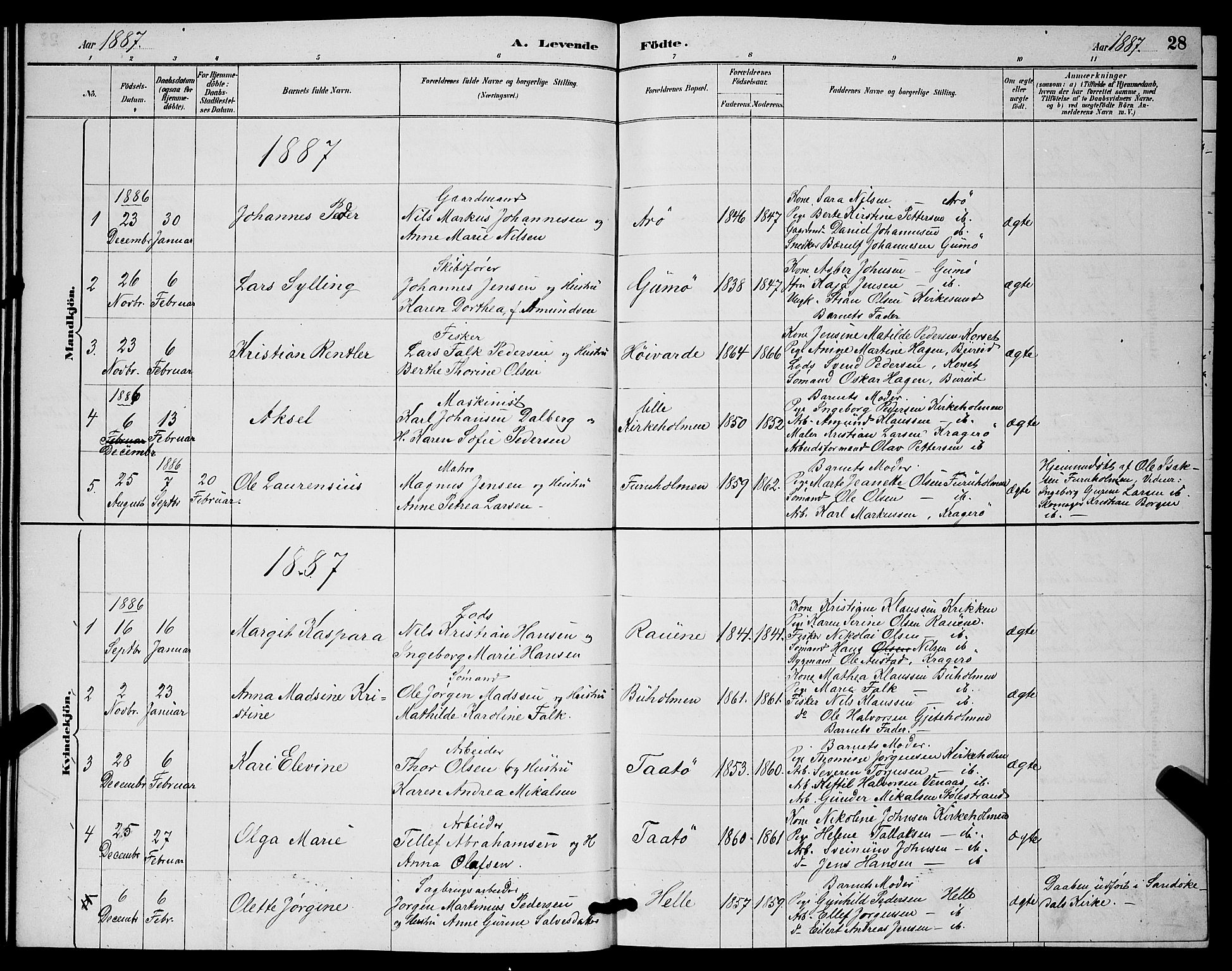 Skåtøy kirkebøker, SAKO/A-304/G/Ga/L0003: Parish register (copy) no. I 3, 1884-1898, p. 28