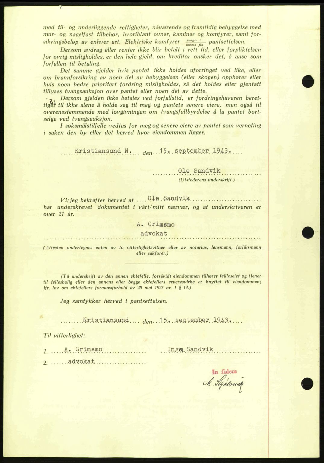 Kristiansund byfogd, SAT/A-4587/A/27: Mortgage book no. 36, 1942-1943, Diary no: : 773/1943