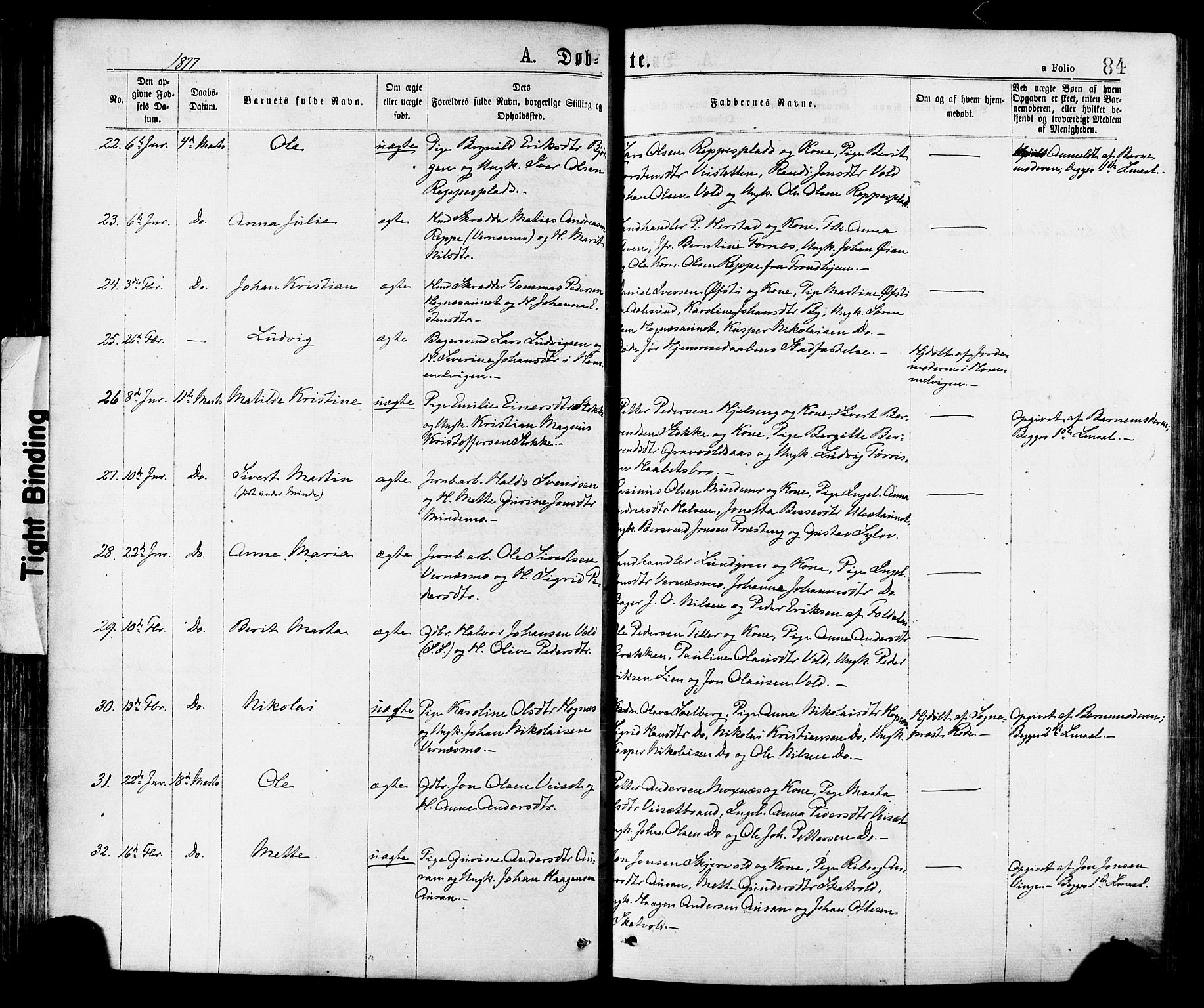 Ministerialprotokoller, klokkerbøker og fødselsregistre - Nord-Trøndelag, AV/SAT-A-1458/709/L0076: Parish register (official) no. 709A16, 1871-1879, p. 84