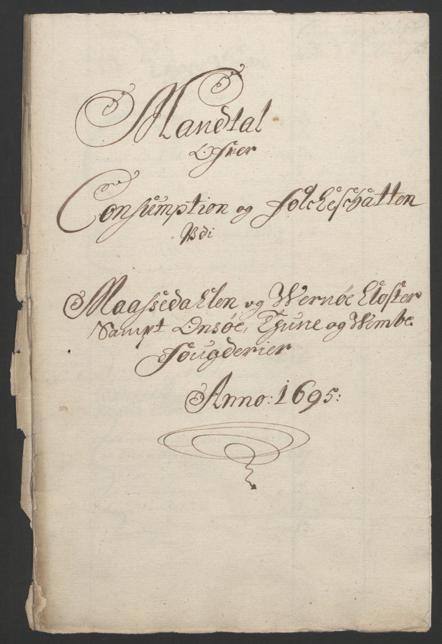 Rentekammeret inntil 1814, Reviderte regnskaper, Fogderegnskap, AV/RA-EA-4092/R04/L0122: Fogderegnskap Moss, Onsøy, Tune, Veme og Åbygge, 1695, p. 285