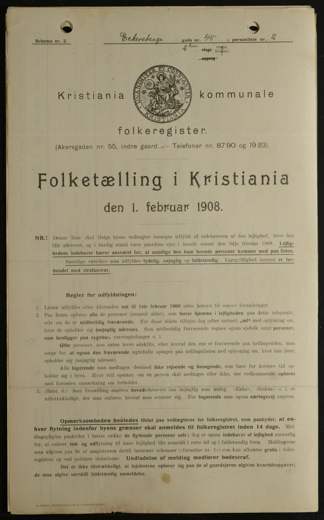 OBA, Municipal Census 1908 for Kristiania, 1908, p. 17272