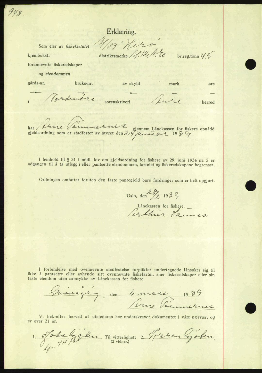 Nordmøre sorenskriveri, AV/SAT-A-4132/1/2/2Ca: Mortgage book no. B84, 1938-1939, Diary no: : 701/1939