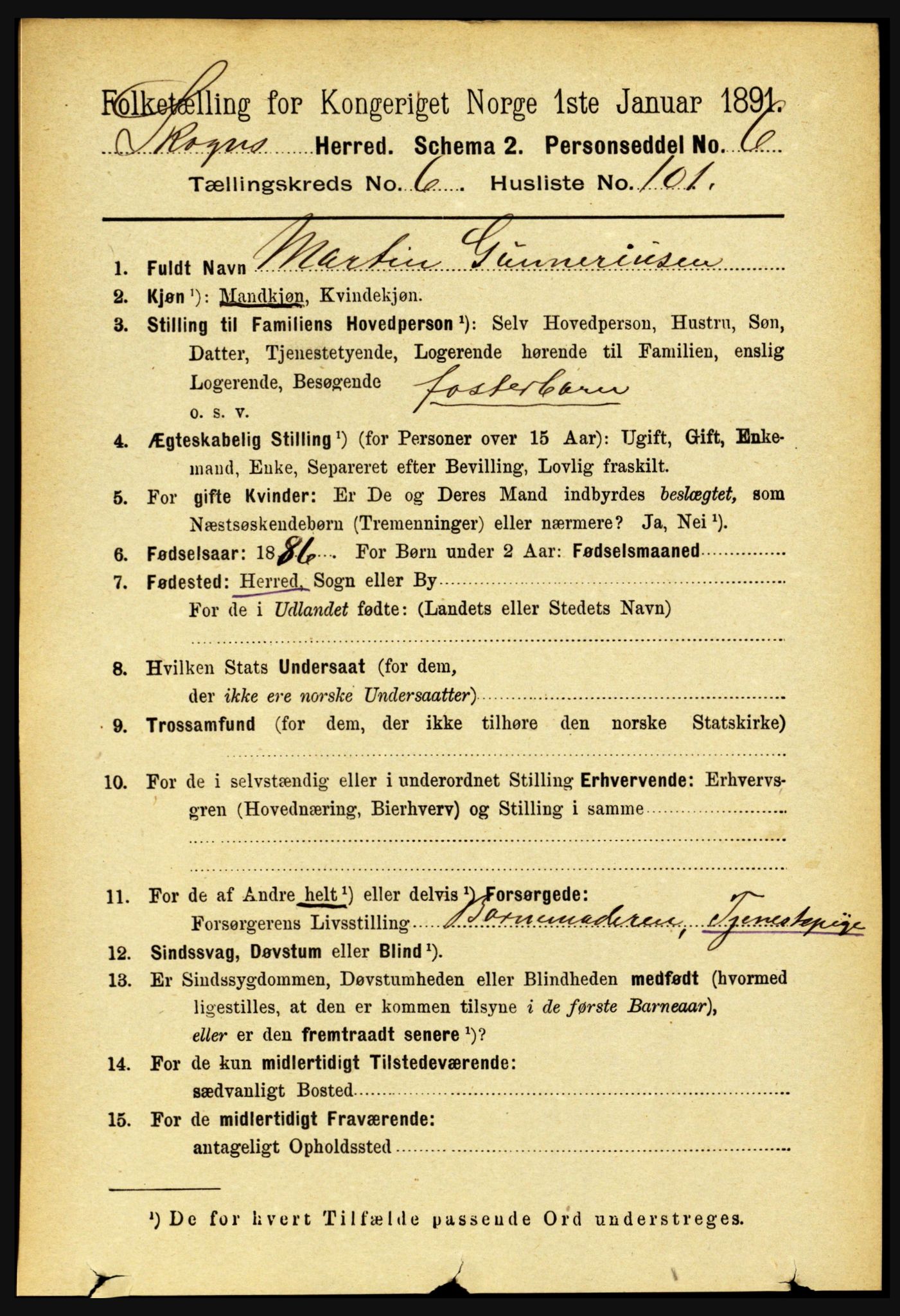 RA, 1891 census for 1719 Skogn, 1891, p. 4065