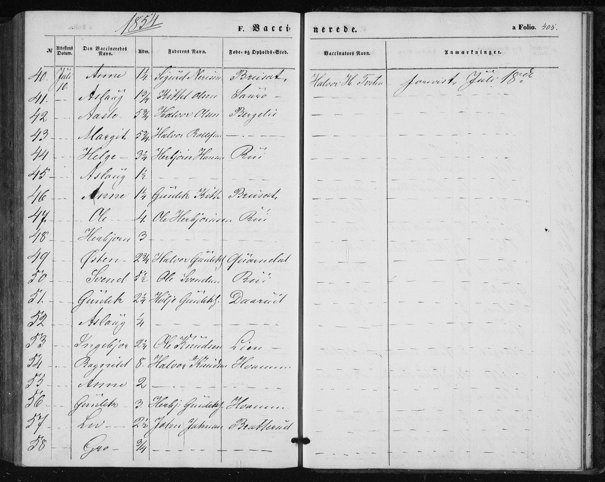 Tinn kirkebøker, AV/SAKO-A-308/F/Fa/L0005: Parish register (official) no. I 5, 1844-1856, p. 405