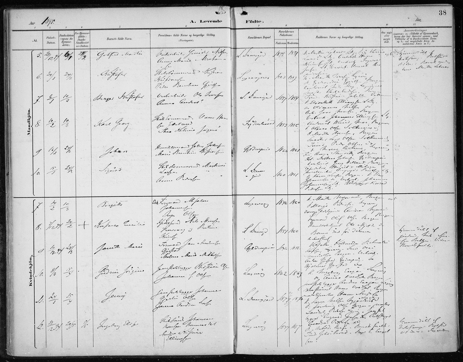 Askøy Sokneprestembete, AV/SAB-A-74101/H/Ha/Haa/Haae/L0003: Parish register (official) no. E 3, 1891-1903, p. 38