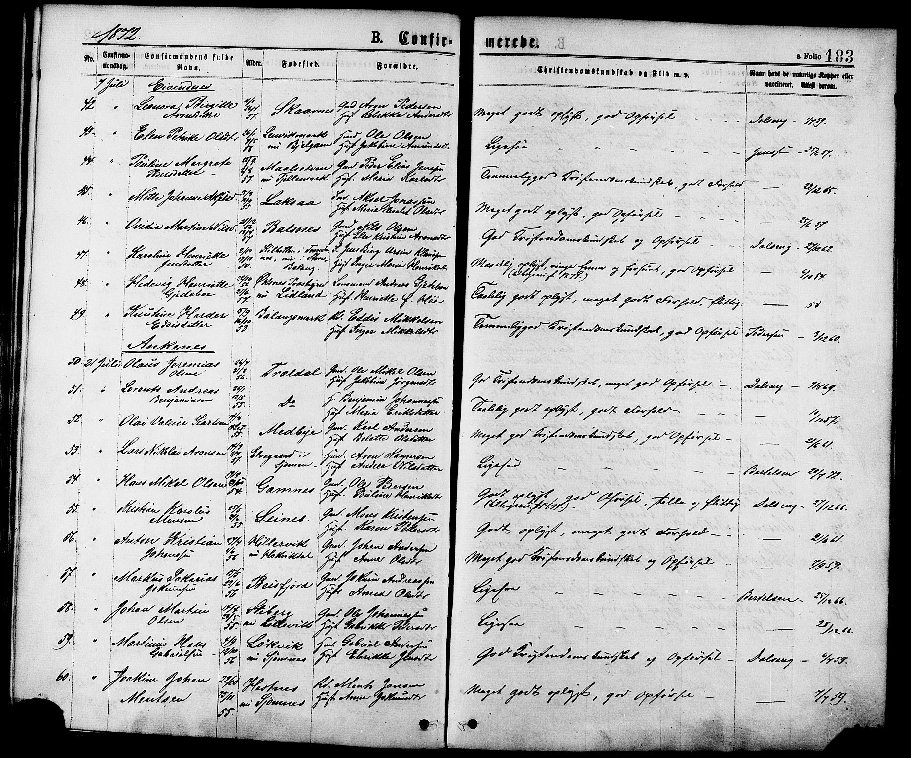 Ministerialprotokoller, klokkerbøker og fødselsregistre - Nordland, SAT/A-1459/863/L0897: Parish register (official) no. 863A09, 1872-1886, p. 183