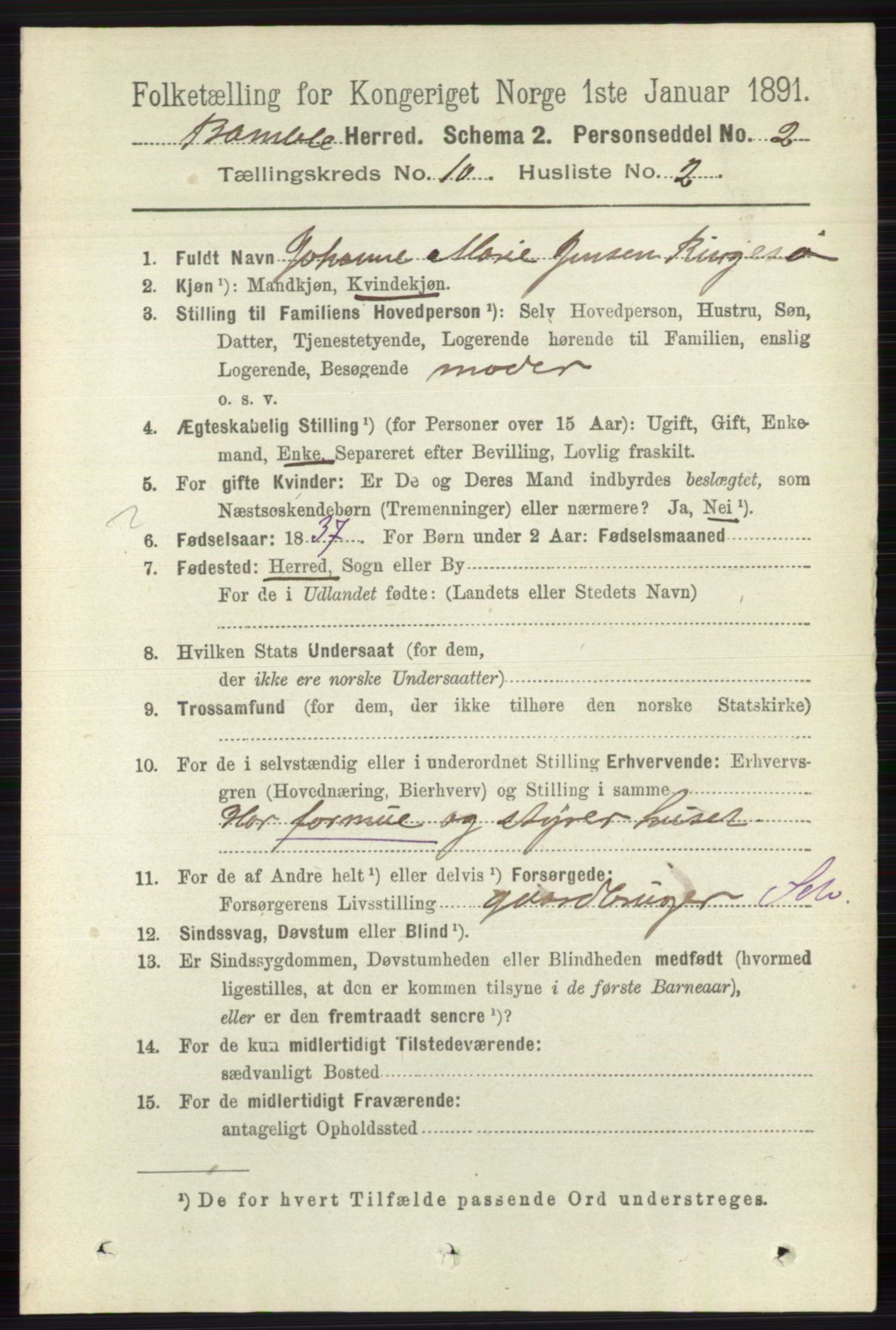 RA, 1891 census for 0814 Bamble, 1891, p. 5782