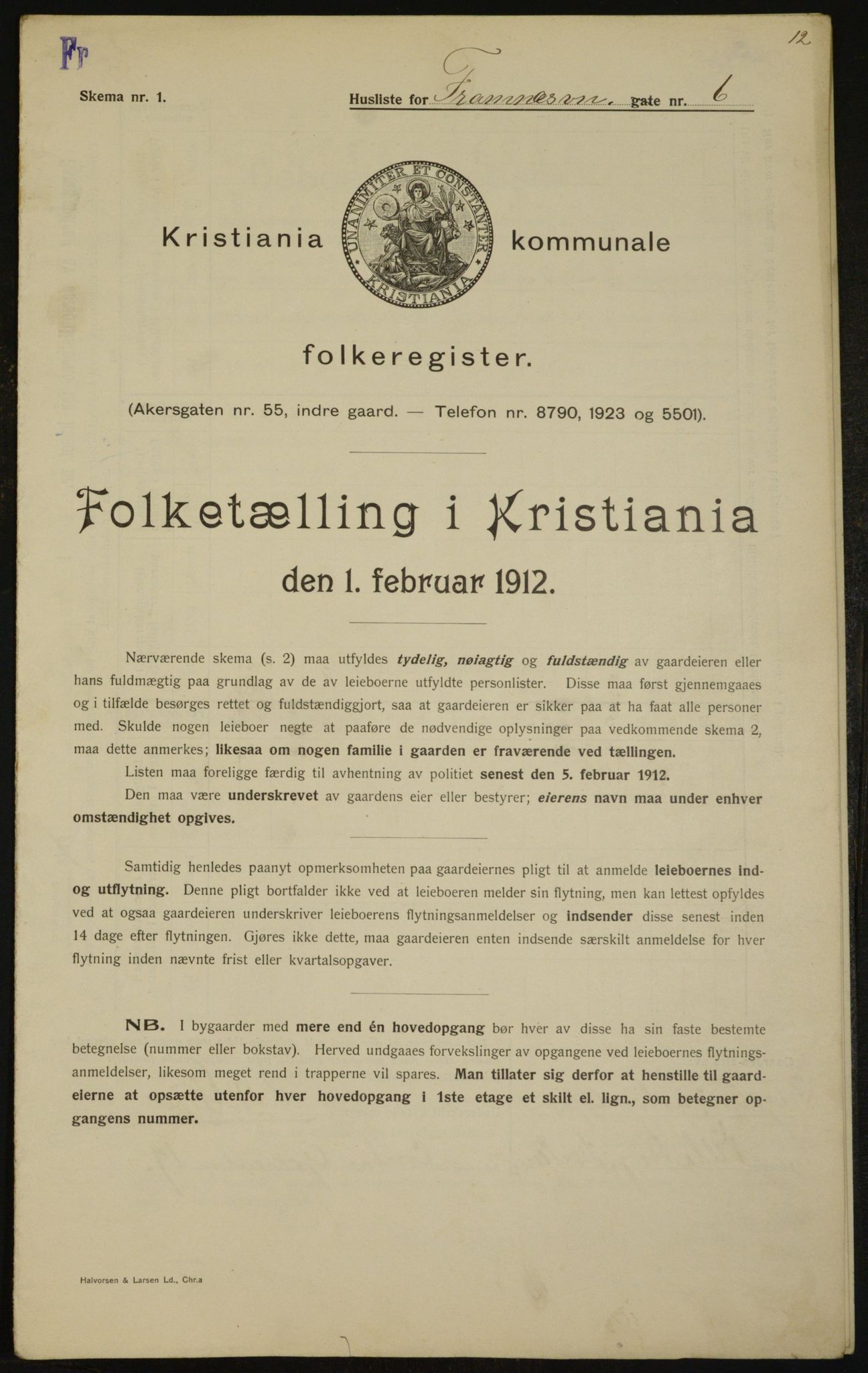 OBA, Municipal Census 1912 for Kristiania, 1912, p. 25426