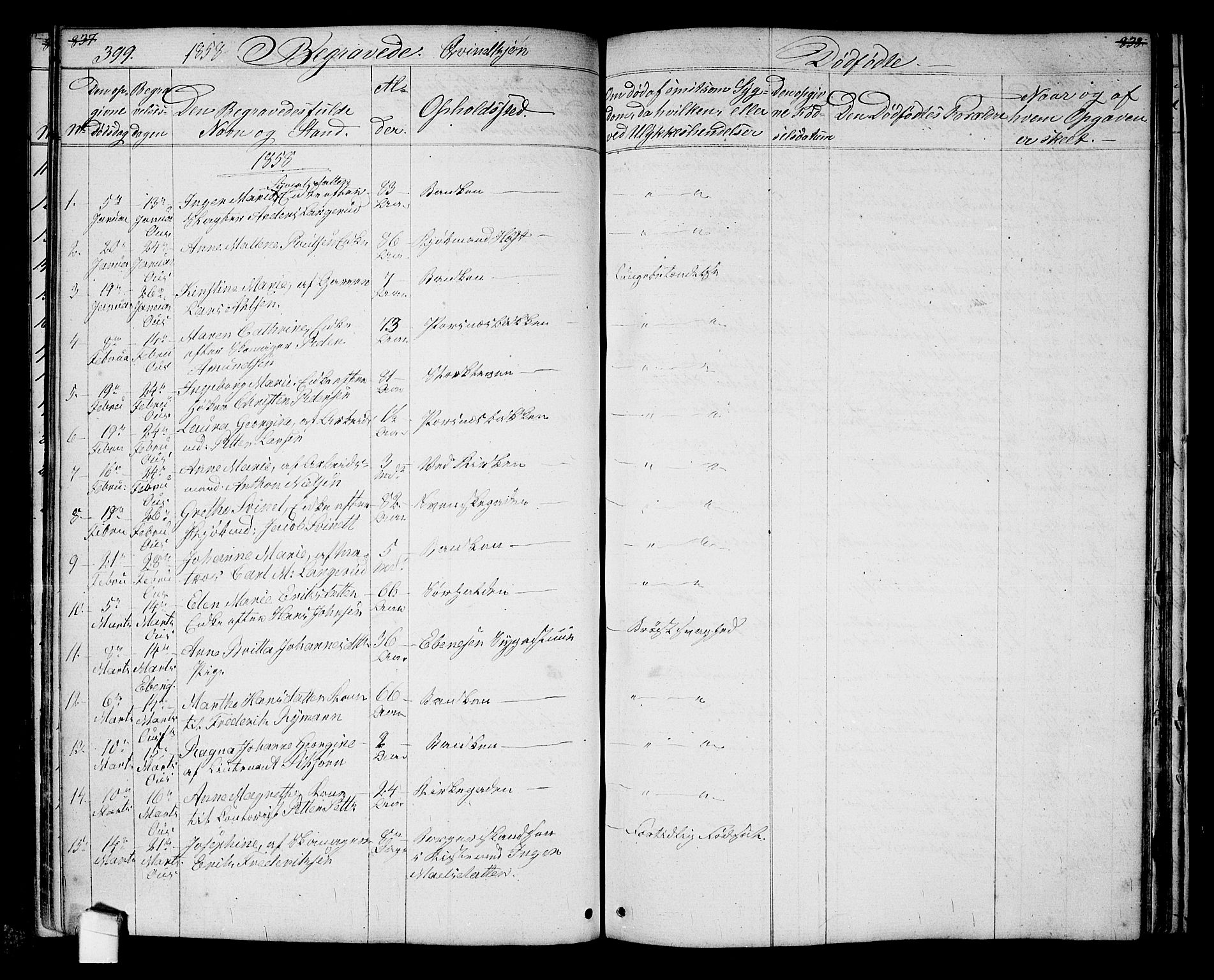 Halden prestekontor Kirkebøker, SAO/A-10909/G/Ga/L0005a: Parish register (copy) no. 5A, 1855-1864, p. 399