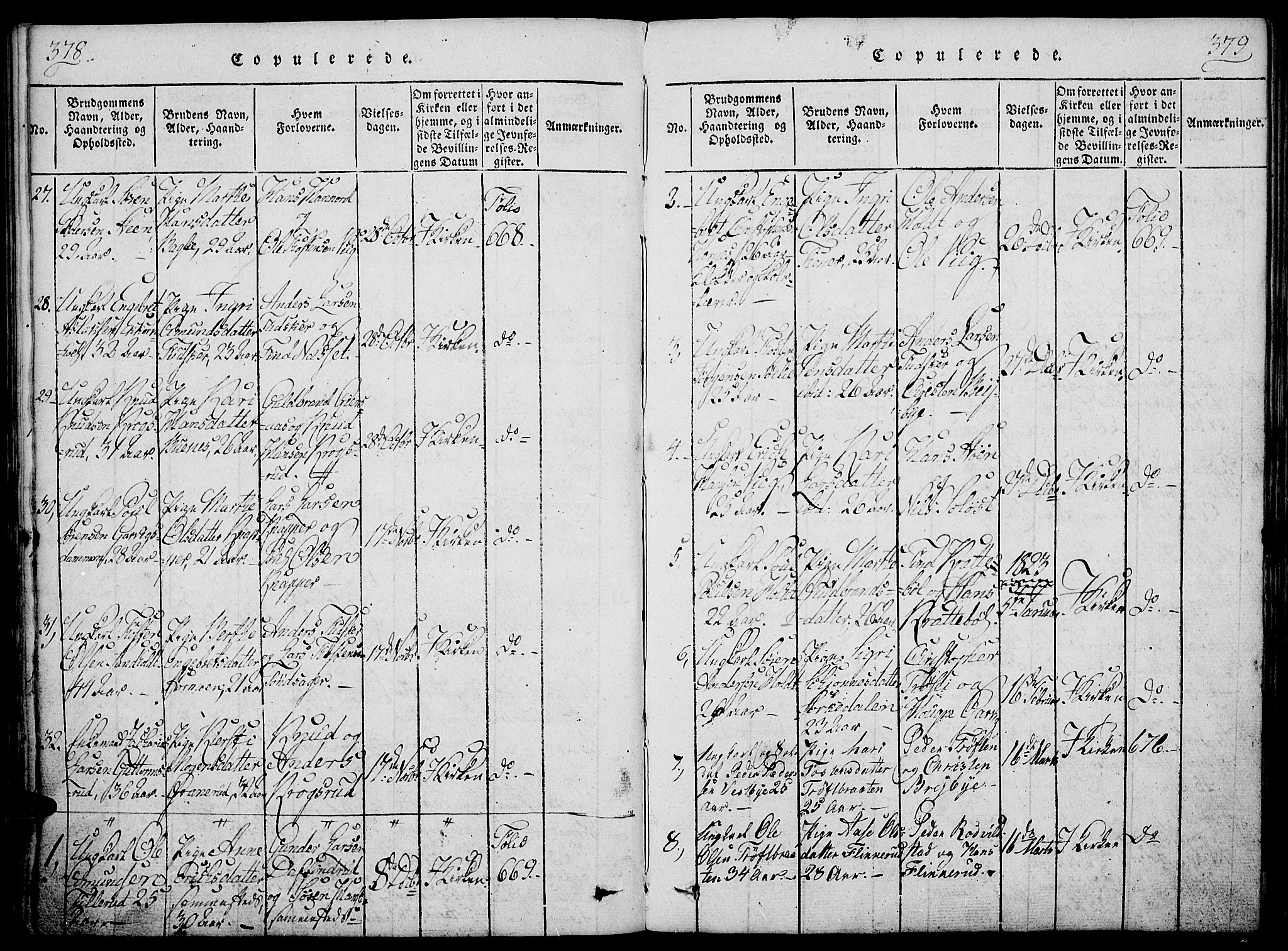 Nord-Odal prestekontor, AV/SAH-PREST-032/H/Ha/Haa/L0001: Parish register (official) no. 1, 1819-1838, p. 378-379