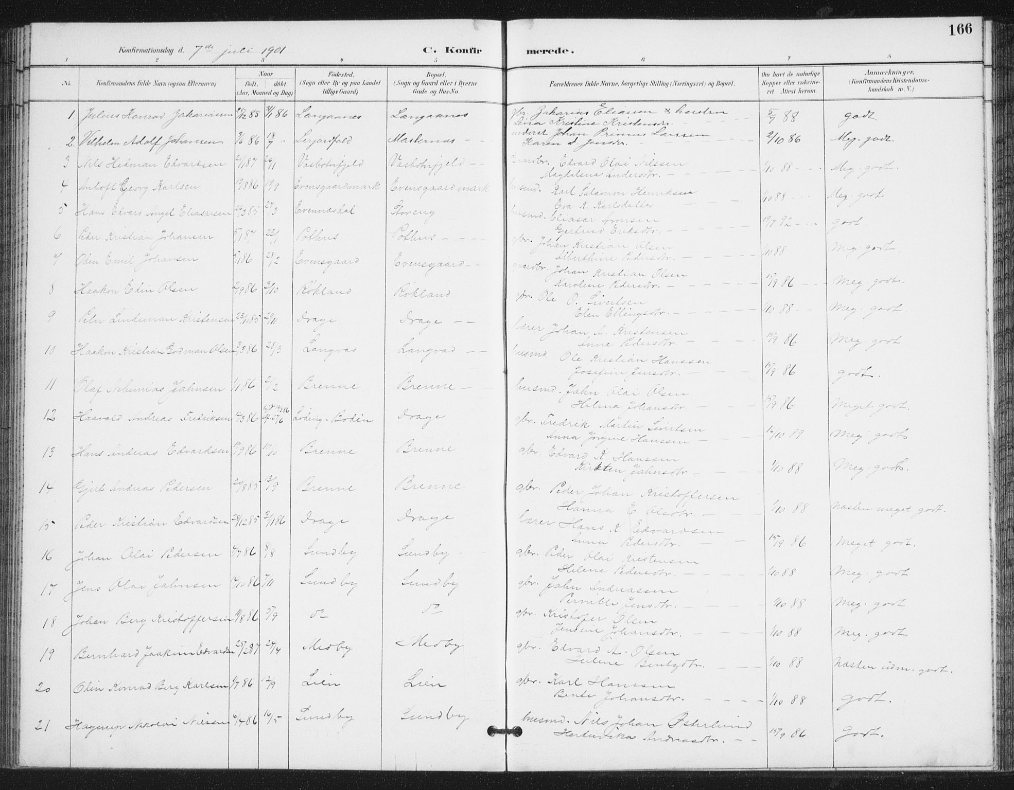 Ministerialprotokoller, klokkerbøker og fødselsregistre - Nordland, SAT/A-1459/847/L0682: Parish register (copy) no. 847C10, 1889-1907, p. 166