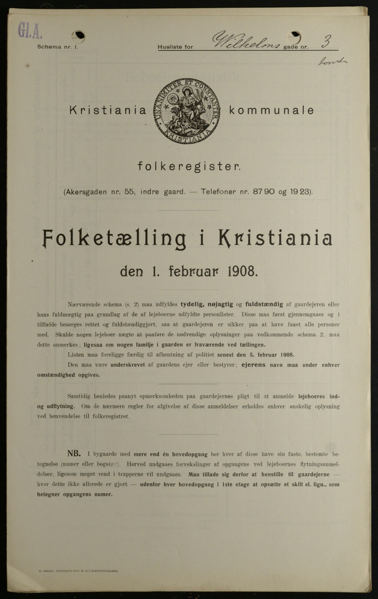 OBA, Municipal Census 1908 for Kristiania, 1908, p. 115080