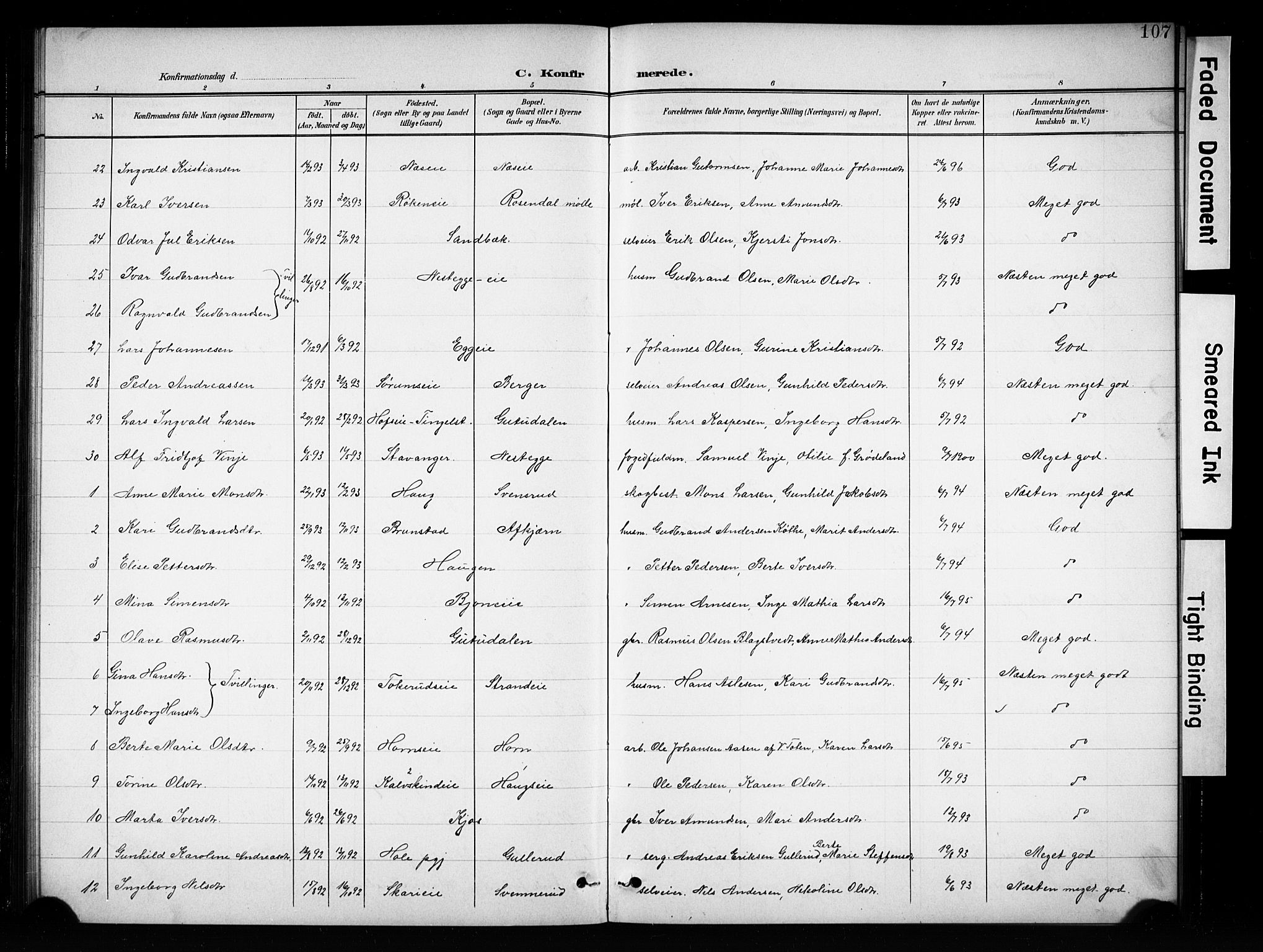 Brandbu prestekontor, SAH/PREST-114/H/Ha/Hab/L0005: Parish register (copy) no. 5, 1900-1913, p. 107