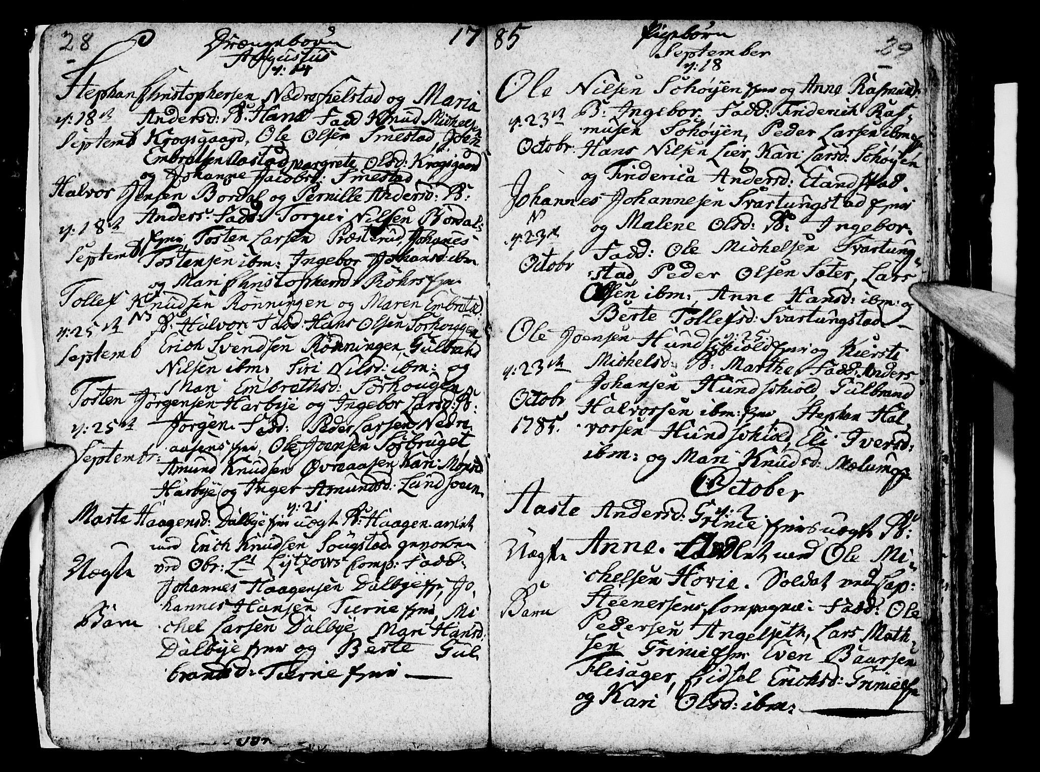 Ringsaker prestekontor, AV/SAH-PREST-014/I/Ia/L0005/0004: Parish register draft no. 5.4, 1785-1789, p. 28-29