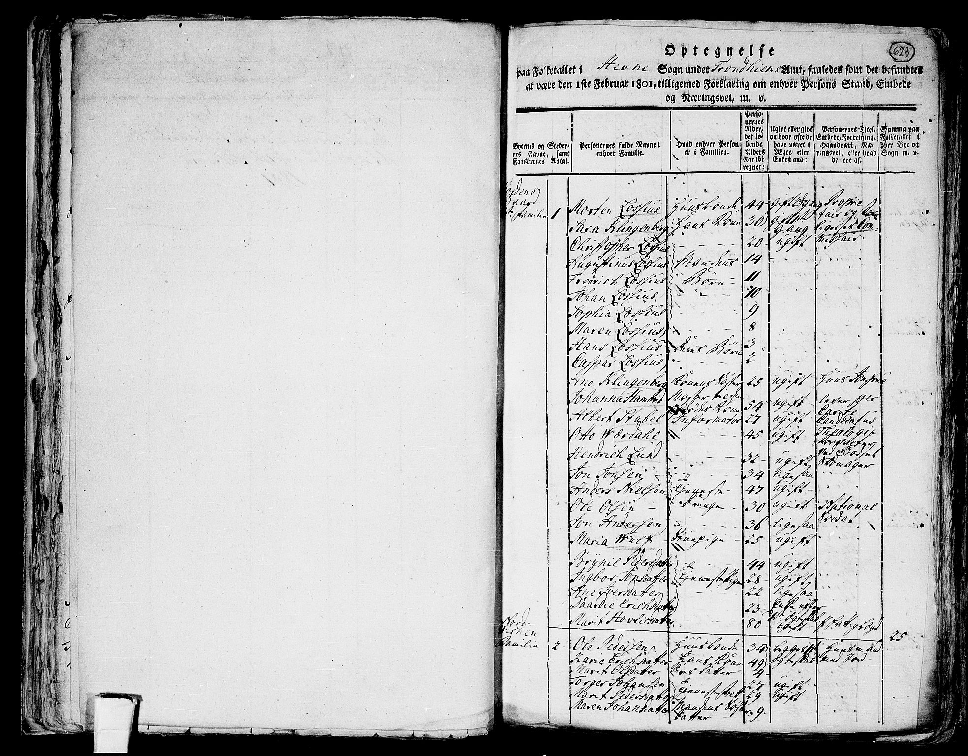 RA, 1801 census for 1612P Hemne, 1801, p. 622b-623a