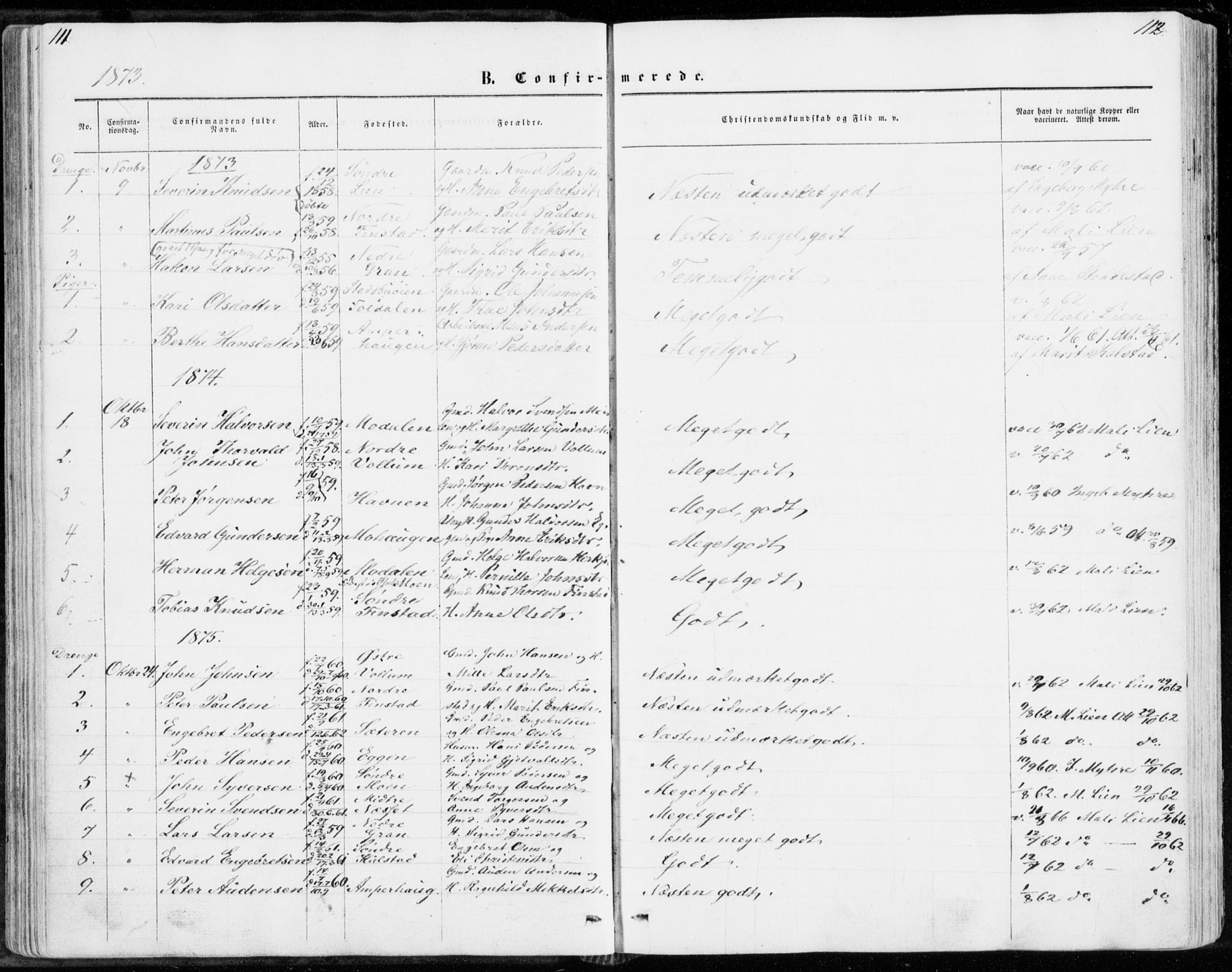 Sollia prestekontor, SAH/PREST-050/H/Ha/Haa/L0001: Parish register (official) no. 1, 1856-1885, p. 111-112