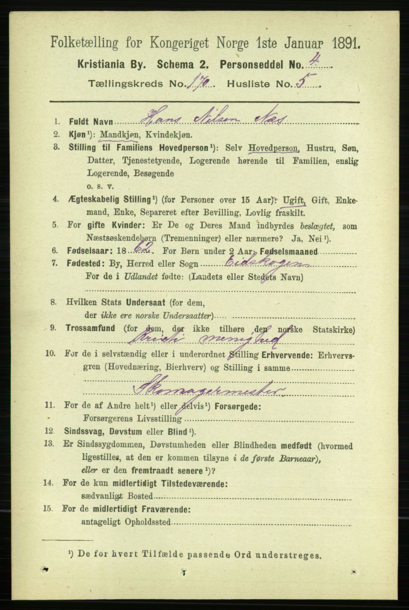 RA, 1891 census for 0301 Kristiania, 1891, p. 99735