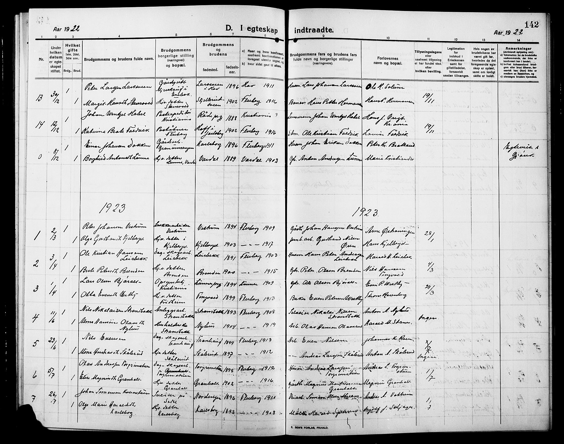 Søndre Land prestekontor, AV/SAH-PREST-122/L/L0006: Parish register (copy) no. 6, 1912-1925, p. 142