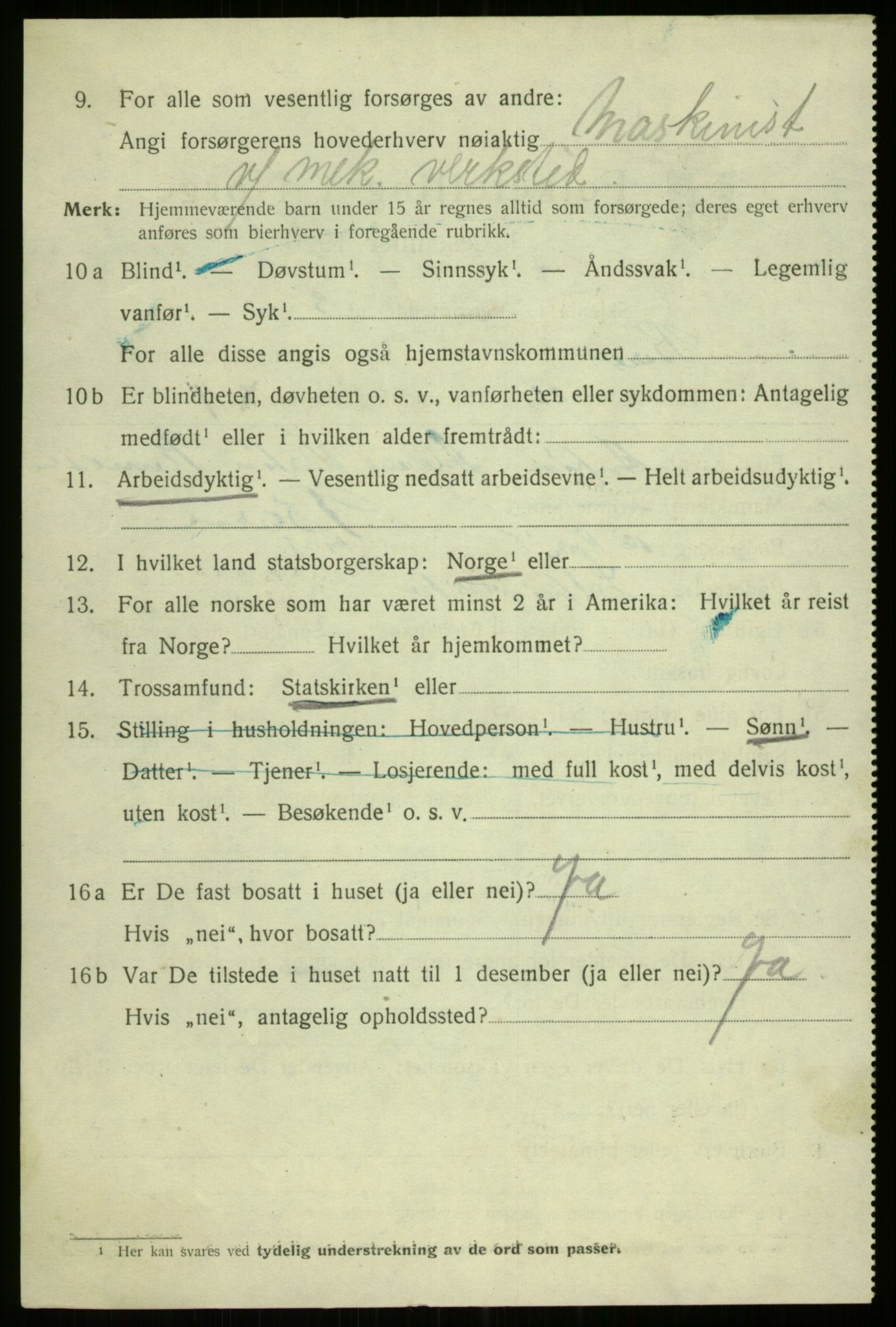 SAB, 1920 census for Bergen, 1920, p. 219388