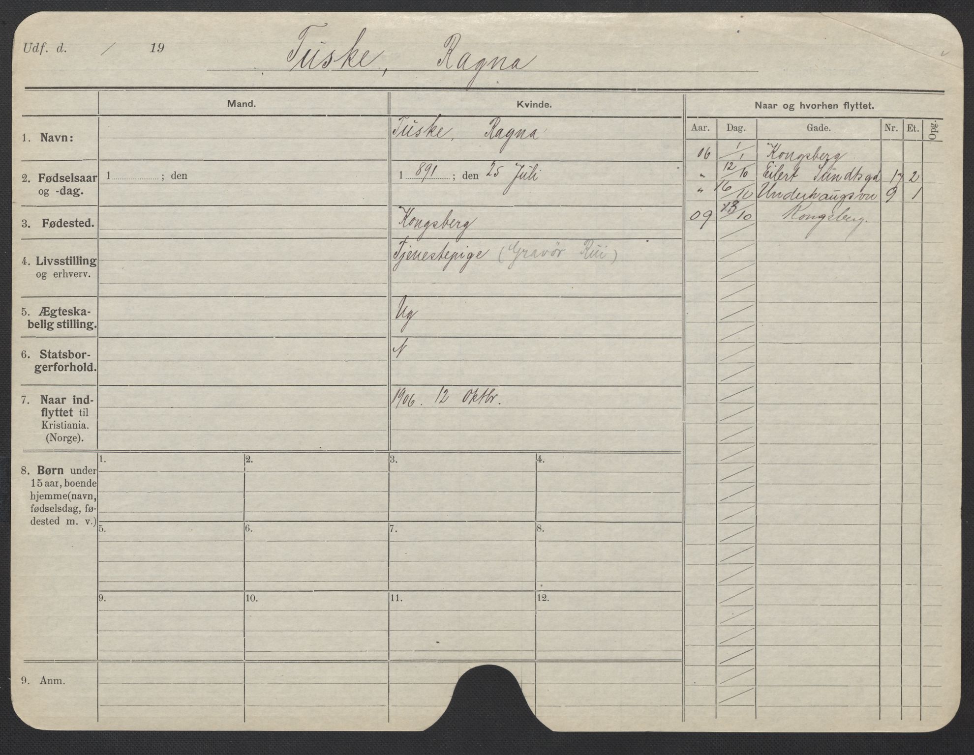 Oslo folkeregister, Registerkort, AV/SAO-A-11715/F/Fa/Fac/L0025: Kvinner, 1906-1914, p. 349a
