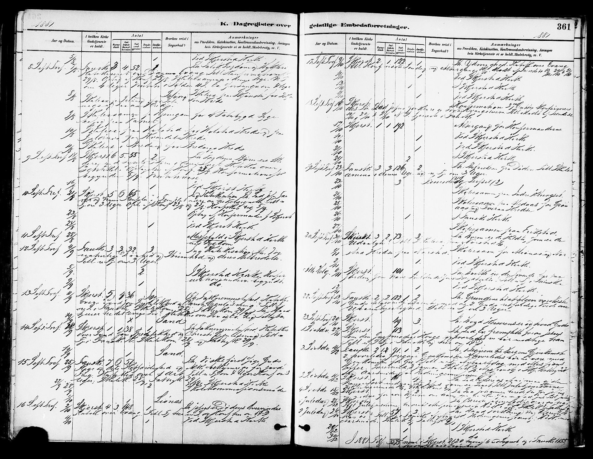 Ministerialprotokoller, klokkerbøker og fødselsregistre - Nordland, AV/SAT-A-1459/852/L0740: Parish register (official) no. 852A10, 1878-1894, p. 361