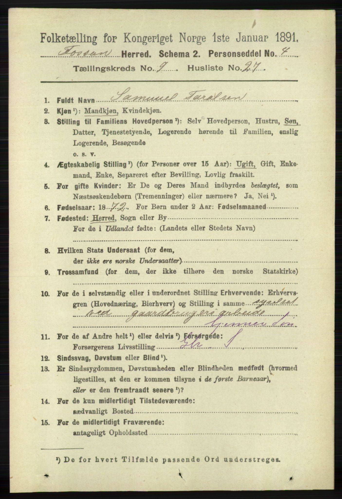 RA, 1891 census for 1129 Forsand, 1891, p. 1636