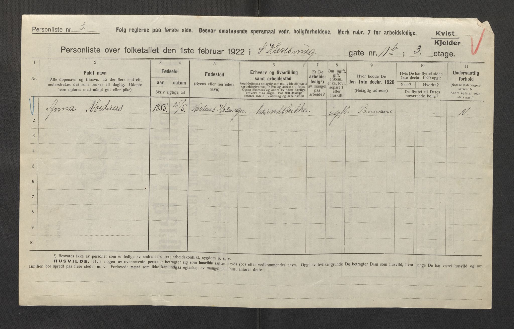 SAB, Municipal Census 1922 for Bergen, 1922, p. 18741