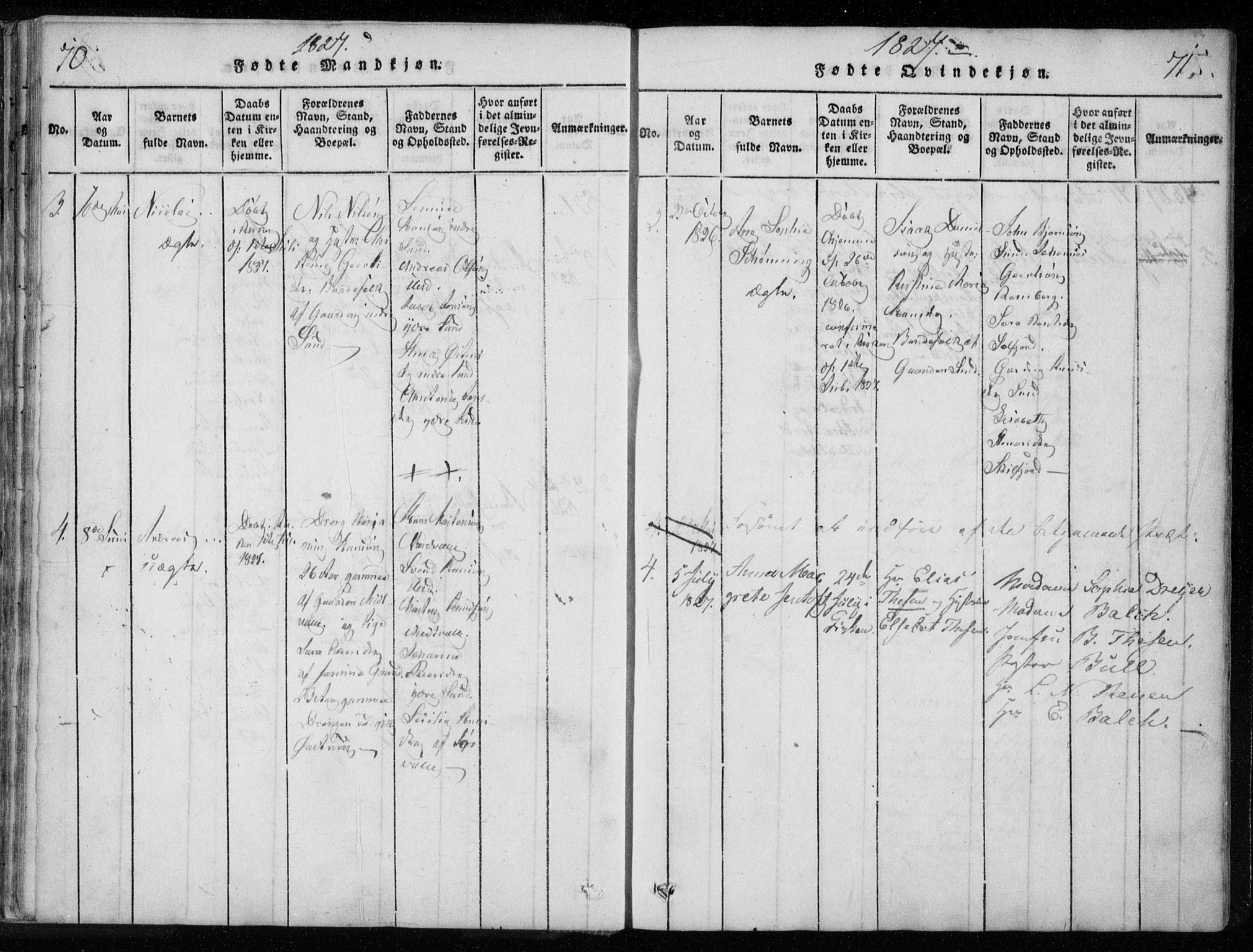 Ministerialprotokoller, klokkerbøker og fødselsregistre - Nordland, AV/SAT-A-1459/885/L1201: Parish register (official) no. 885A02, 1820-1837, p. 70-71