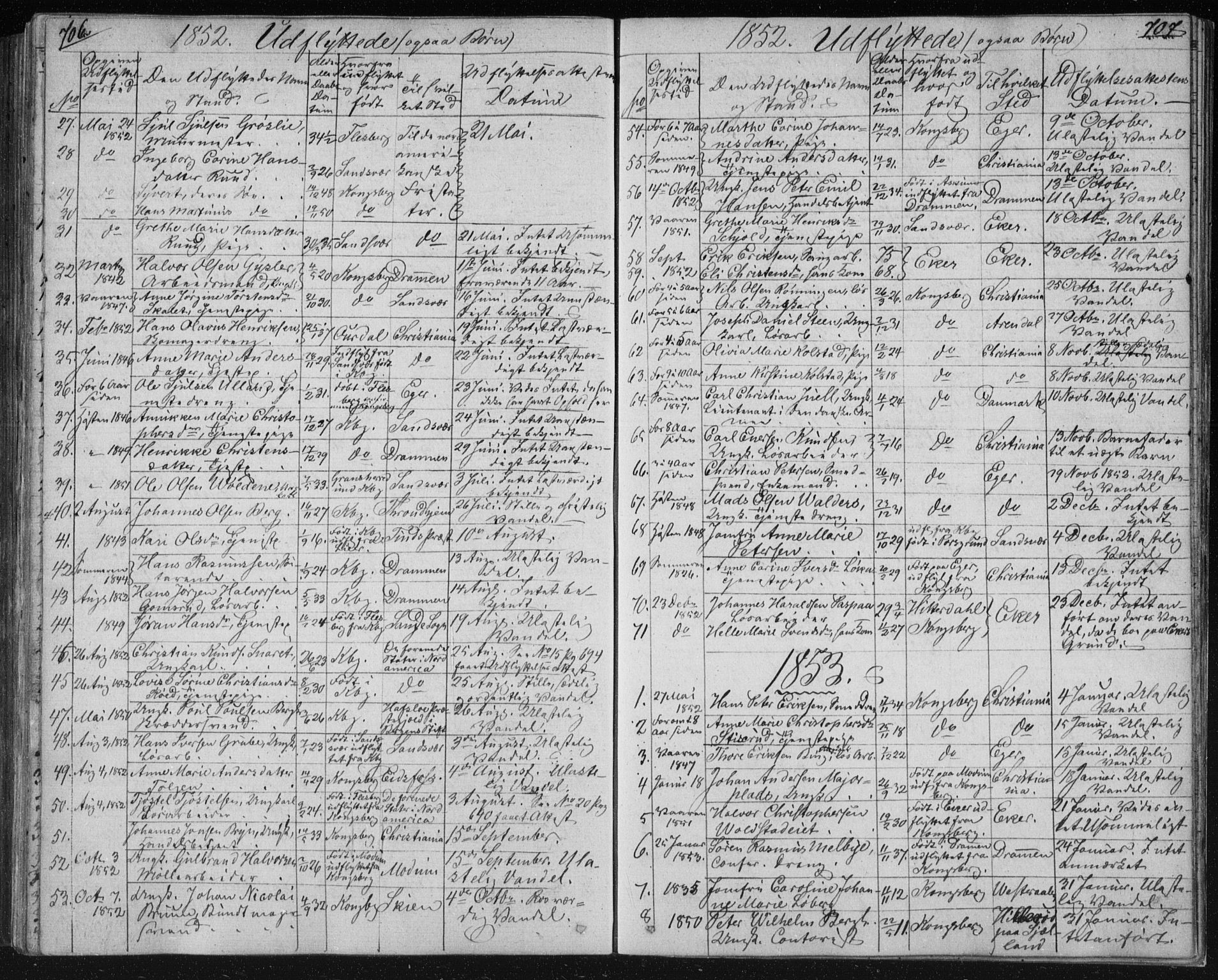 Kongsberg kirkebøker, SAKO/A-22/F/Fa/L0009: Parish register (official) no. I 9, 1839-1858, p. 706-707
