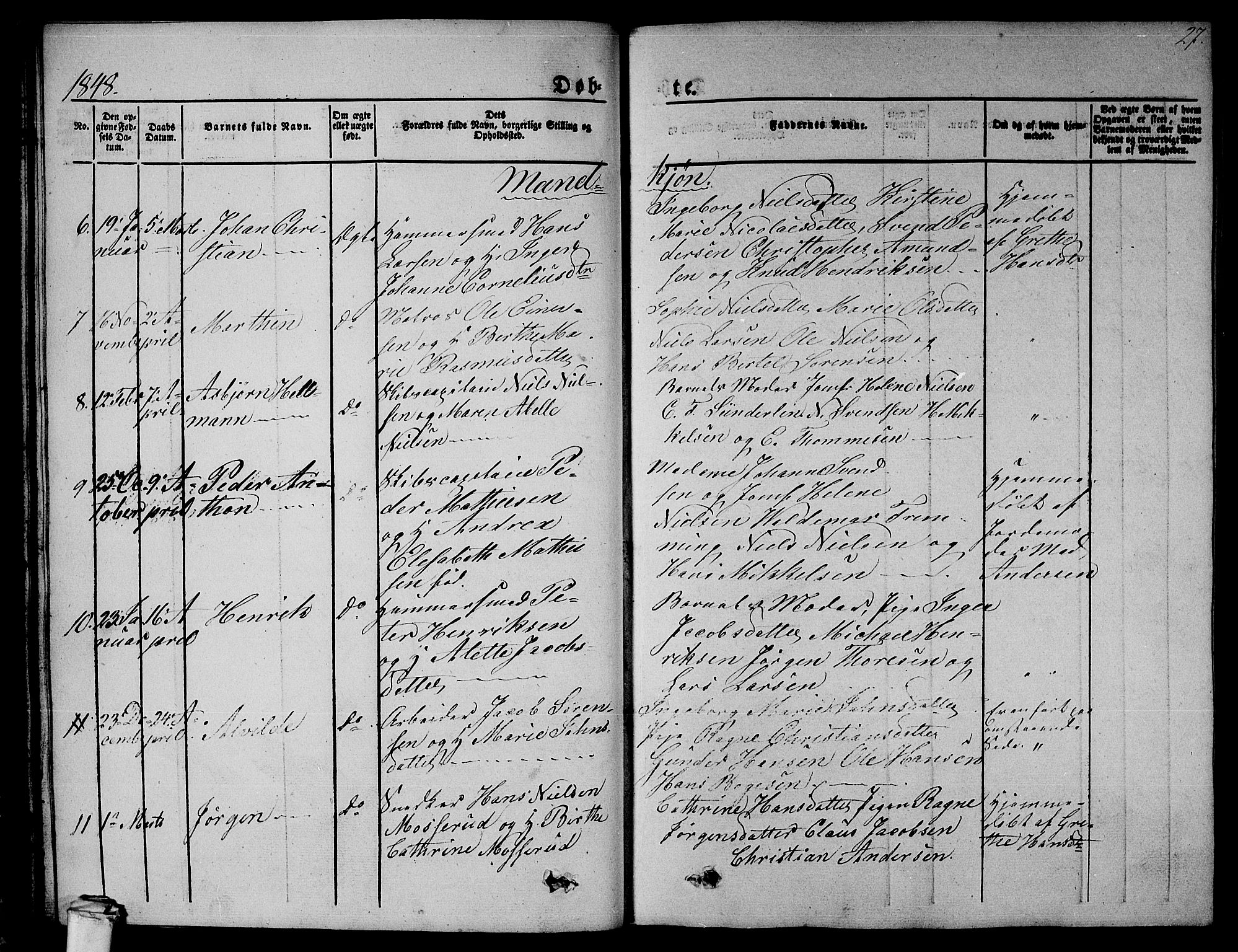 Larvik kirkebøker, SAKO/A-352/G/Gb/L0002: Parish register (copy) no. II 2, 1843-1866, p. 27