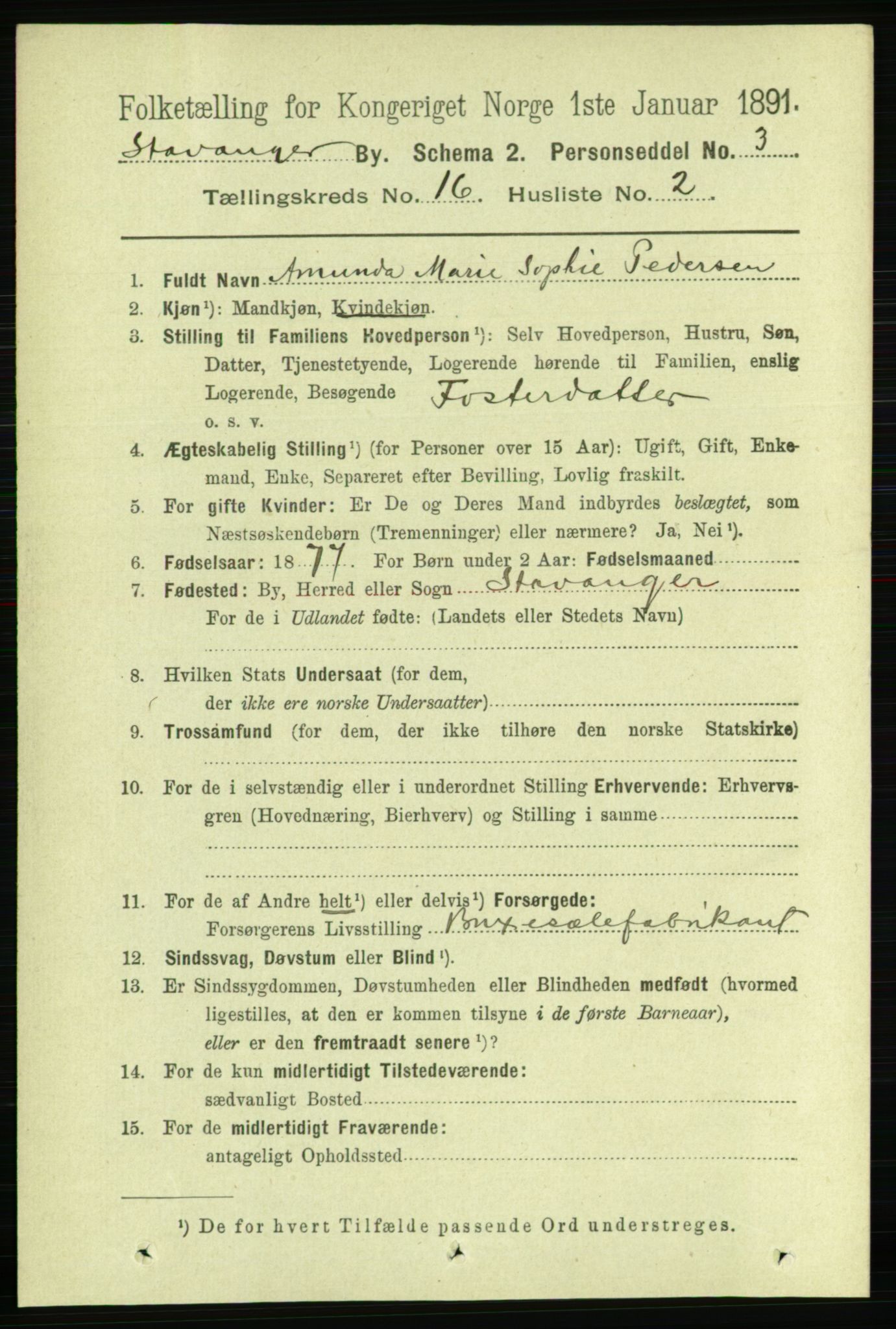 RA, 1891 census for 1103 Stavanger, 1891, p. 18848