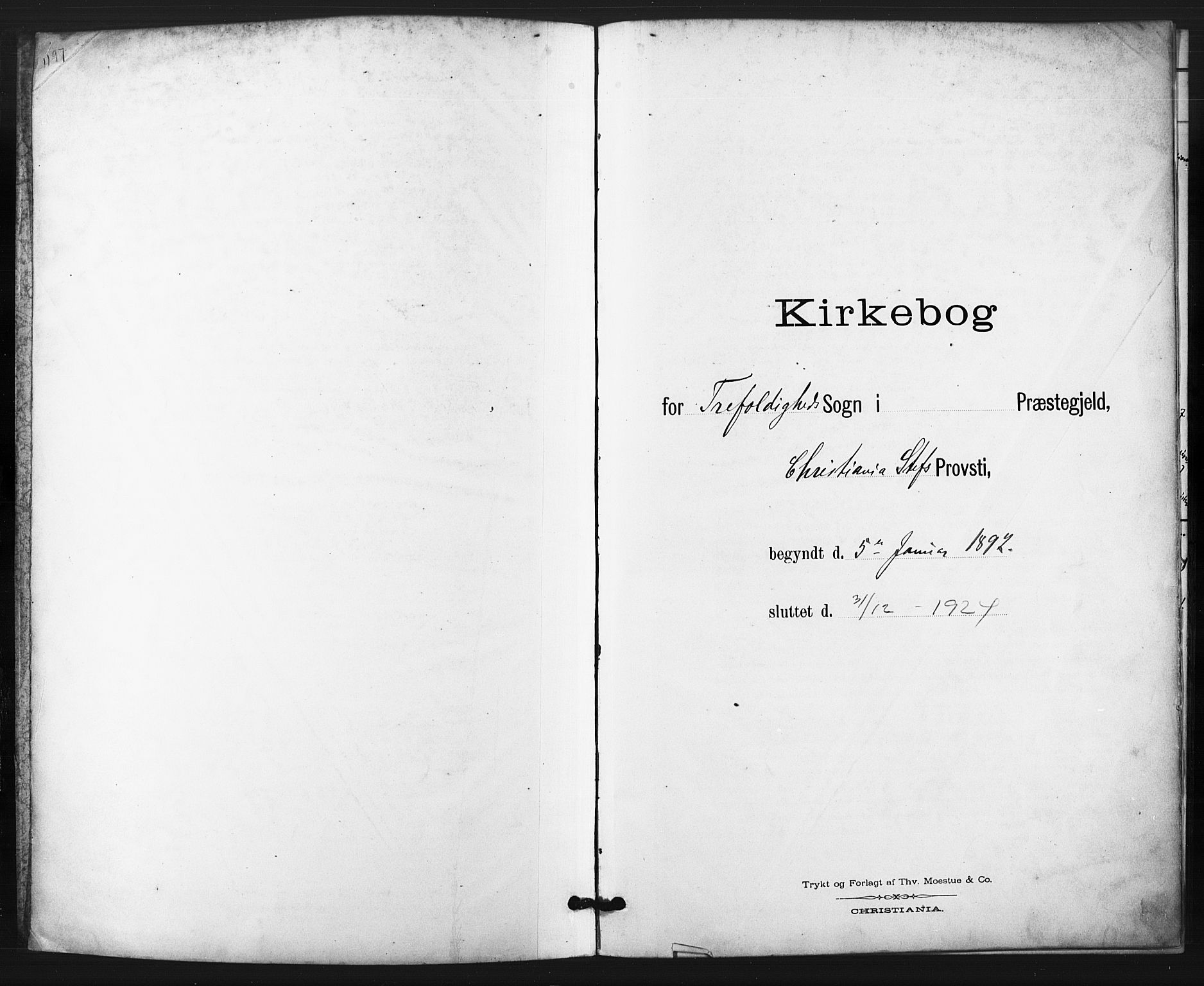 Trefoldighet prestekontor Kirkebøker, AV/SAO-A-10882/F/Fg/L0001: Parish register (official) no. VII 1, 1892-1923