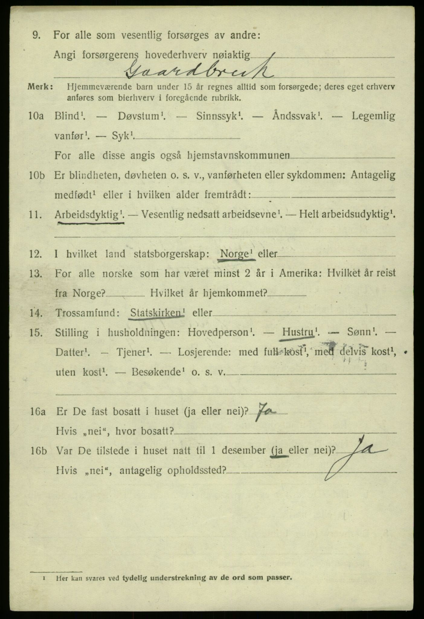 SAB, 1920 census for Bruvik, 1920, p. 9143