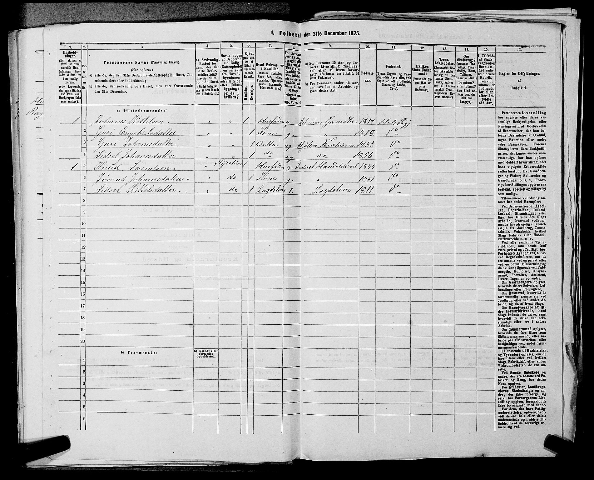 SAKO, 1875 census for 0620P Hol, 1875, p. 707