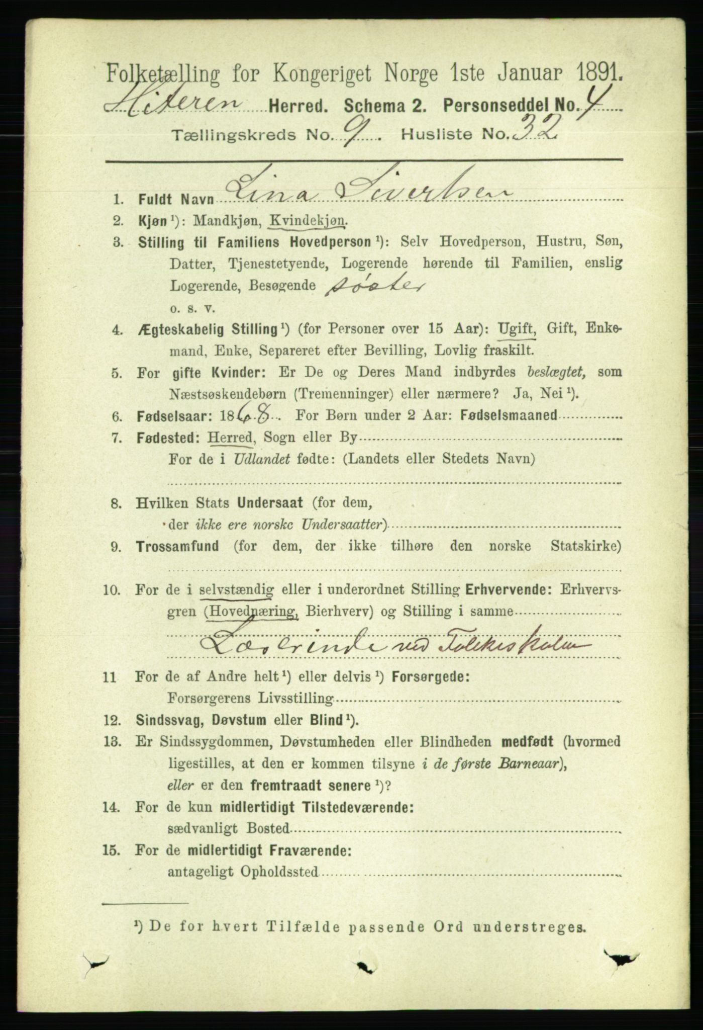 RA, 1891 census for 1617 Hitra, 1891, p. 1978