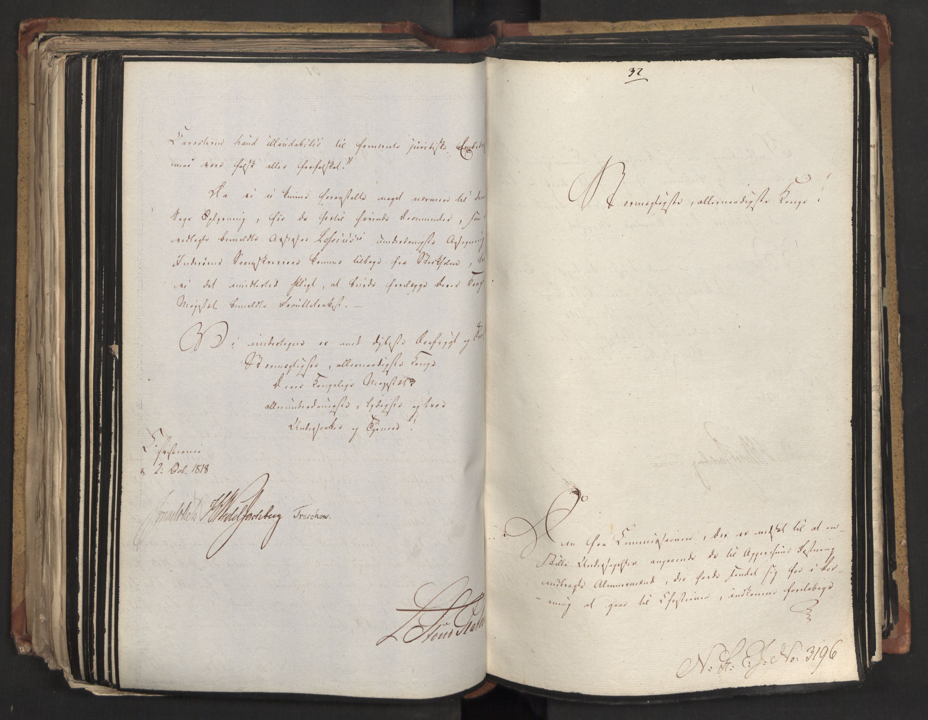 Statsrådsavdelingen i Stockholm, AV/RA-S-1003/D/Da/L0015: Regjeringsinnstillinger nr. 3058-3300, 1818, p. 340