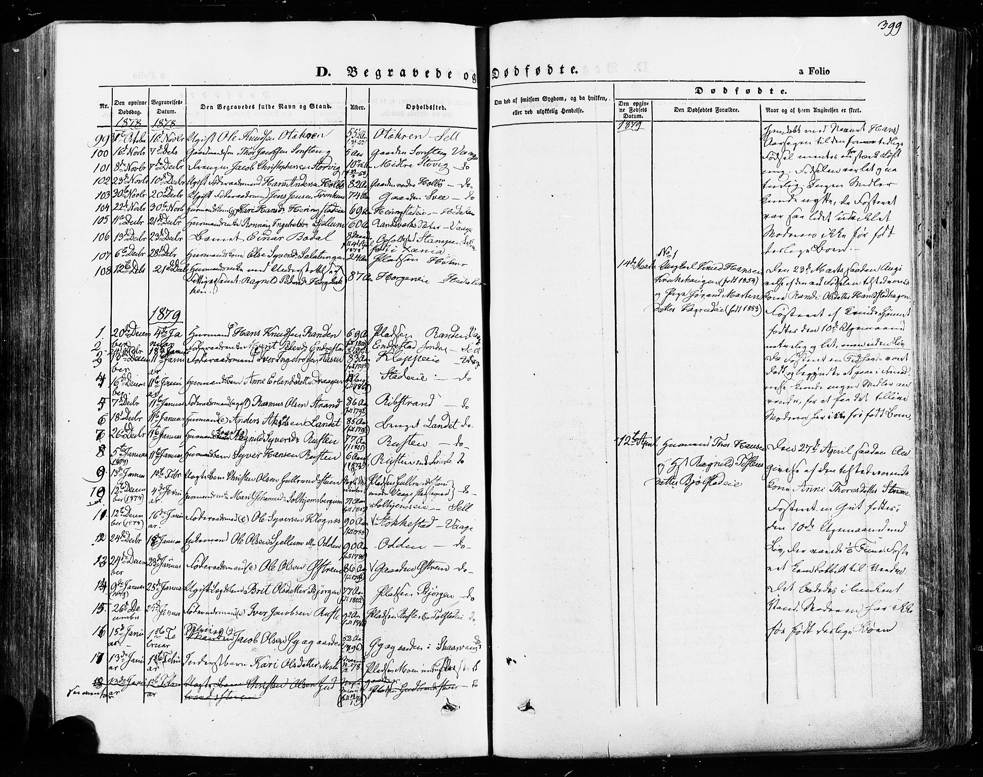 Vågå prestekontor, SAH/PREST-076/H/Ha/Haa/L0007: Parish register (official) no. 7 /1, 1872-1886, p. 399