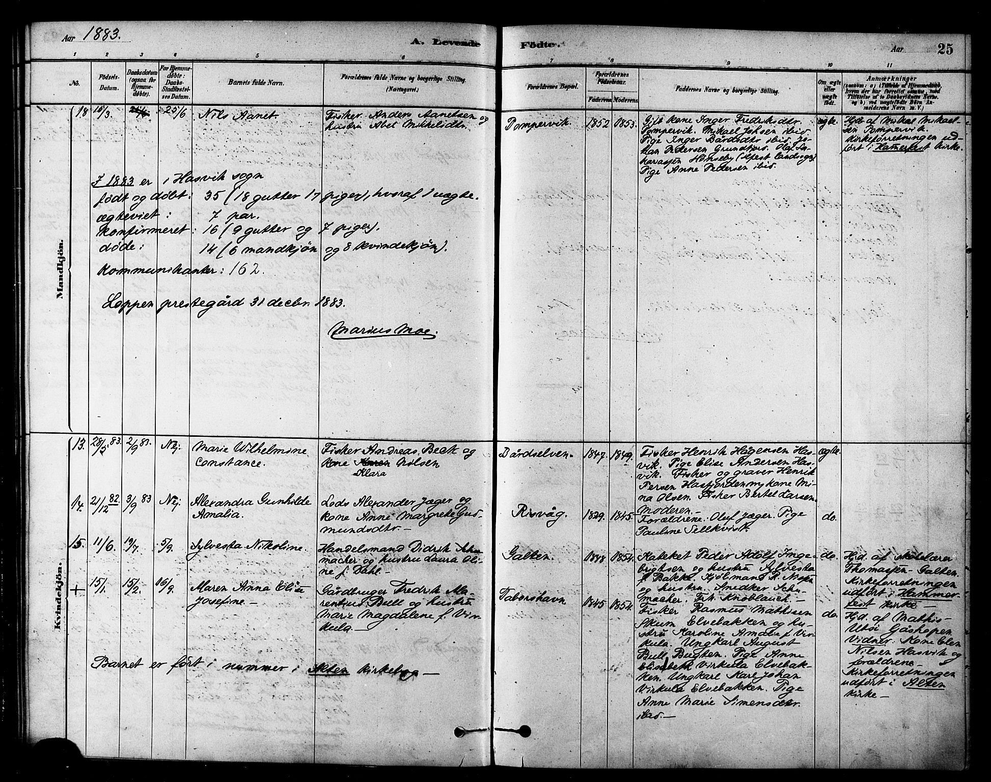 Loppa sokneprestkontor, SATØ/S-1339/H/Ha/L0007kirke: Parish register (official) no. 7, 1879-1889, p. 25