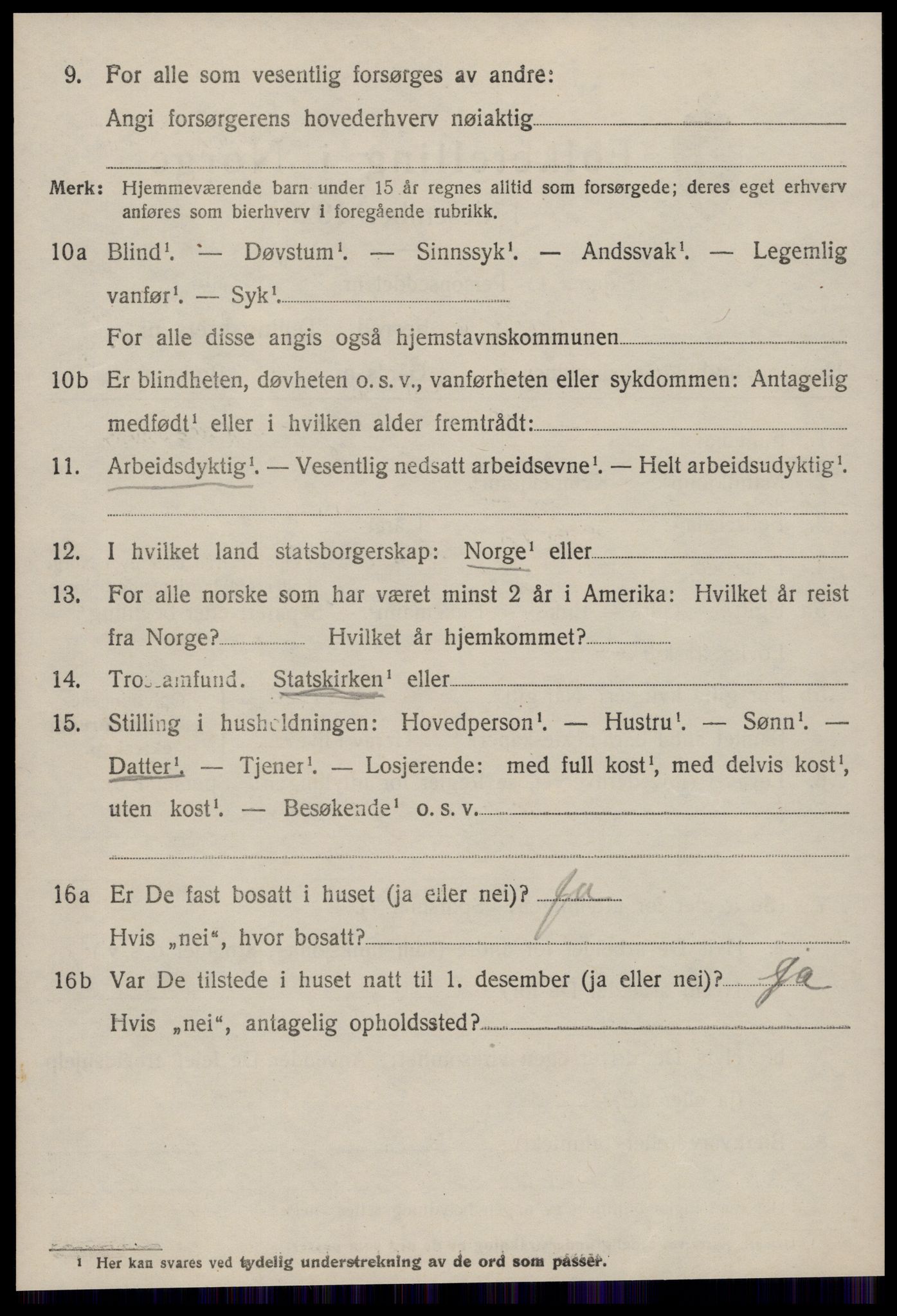 SAT, 1920 census for Borgund, 1920, p. 16519