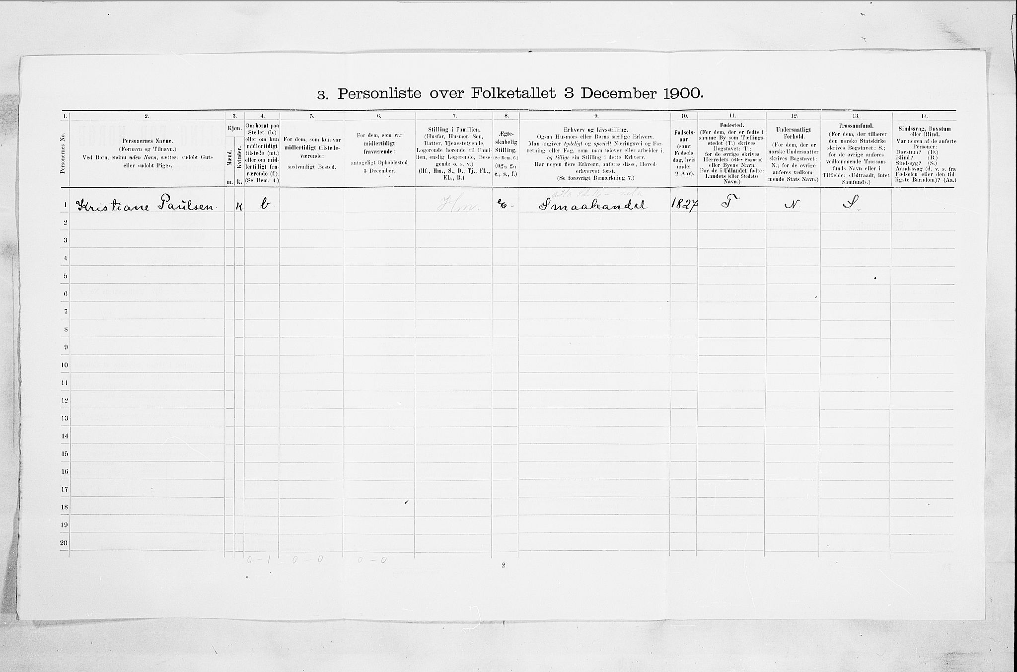 RA, 1900 census for Drammen, 1900, p. 1303