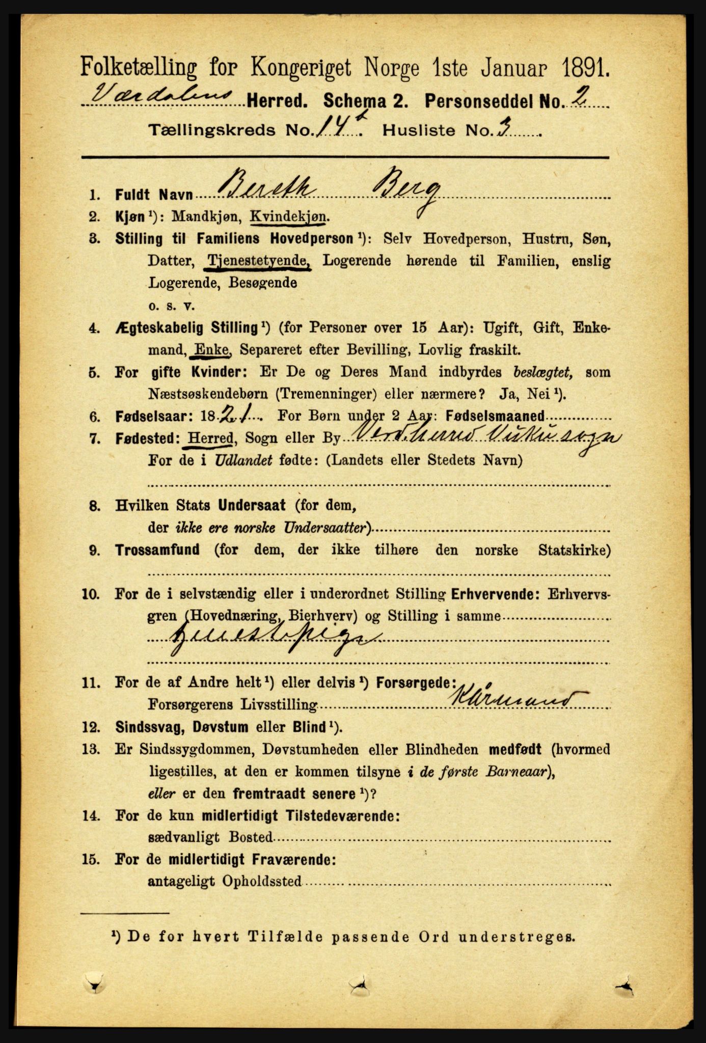 RA, 1891 census for 1721 Verdal, 1891, p. 7380